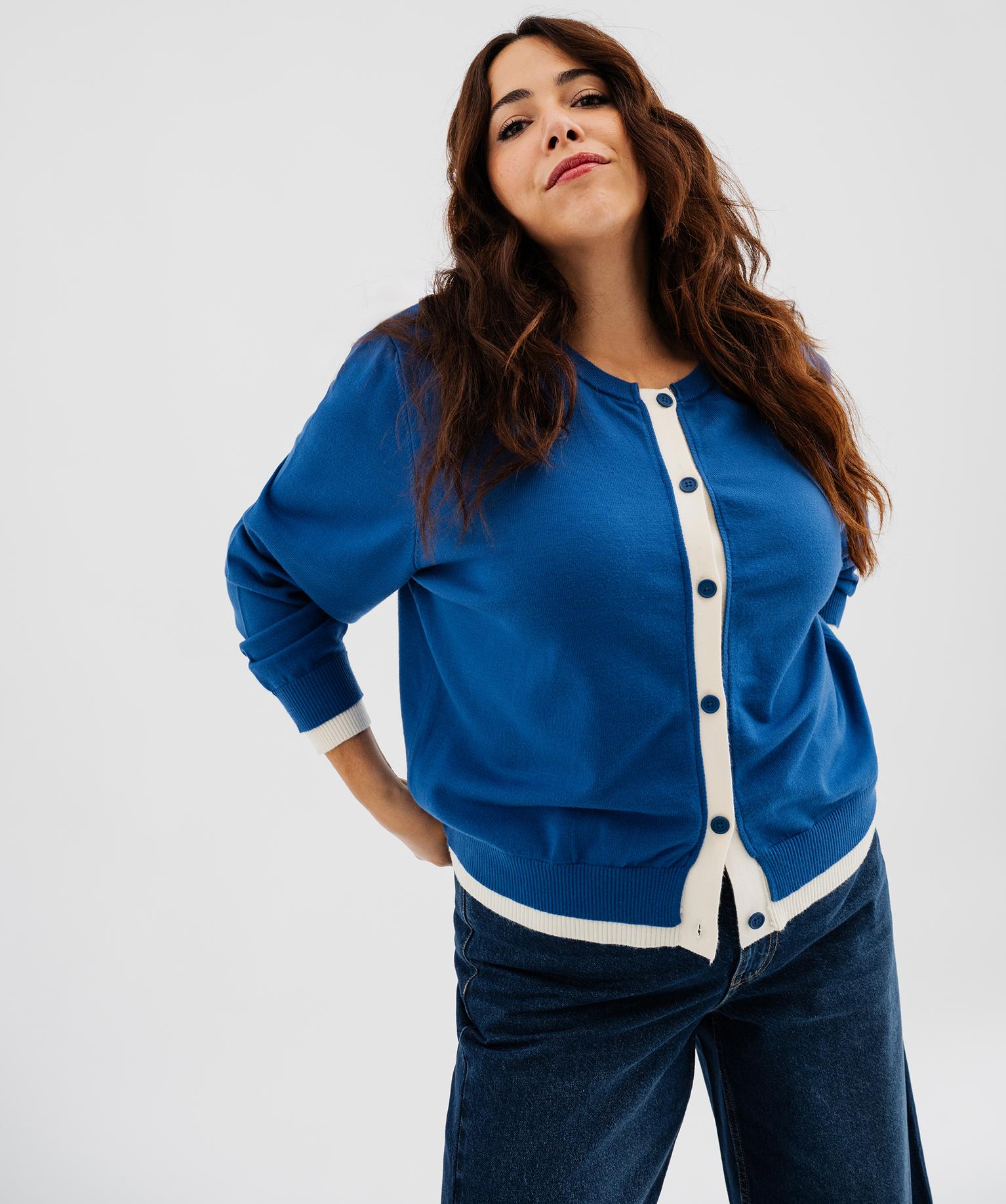 Gilet boutonné femme grande taille - 46-48/XL - bleu fonce - GEMO