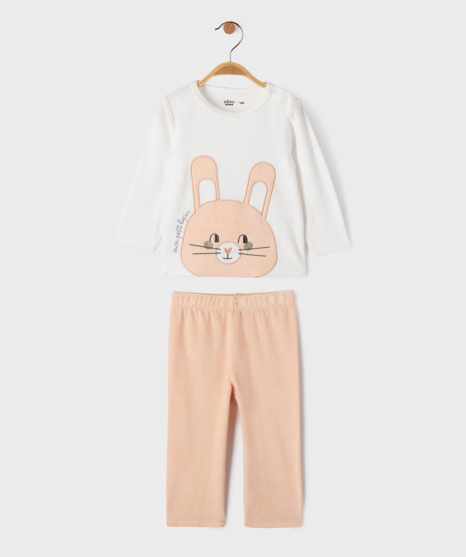Pyjama en velours bébé fille - 4A - blanc standard - GEMO