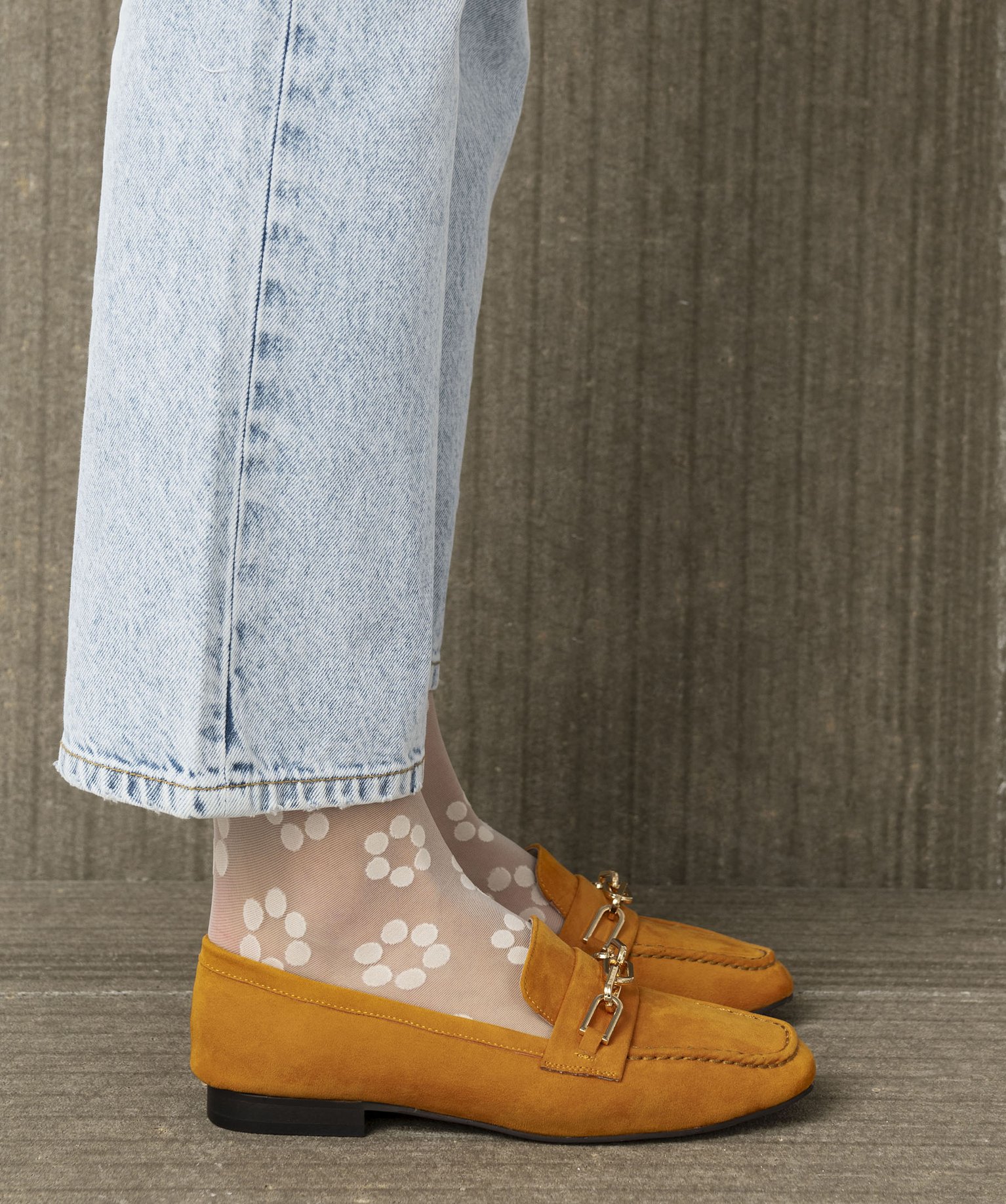 Mocassins femme unis en suédine avec chaine métallique - 37 - orange - GEMO