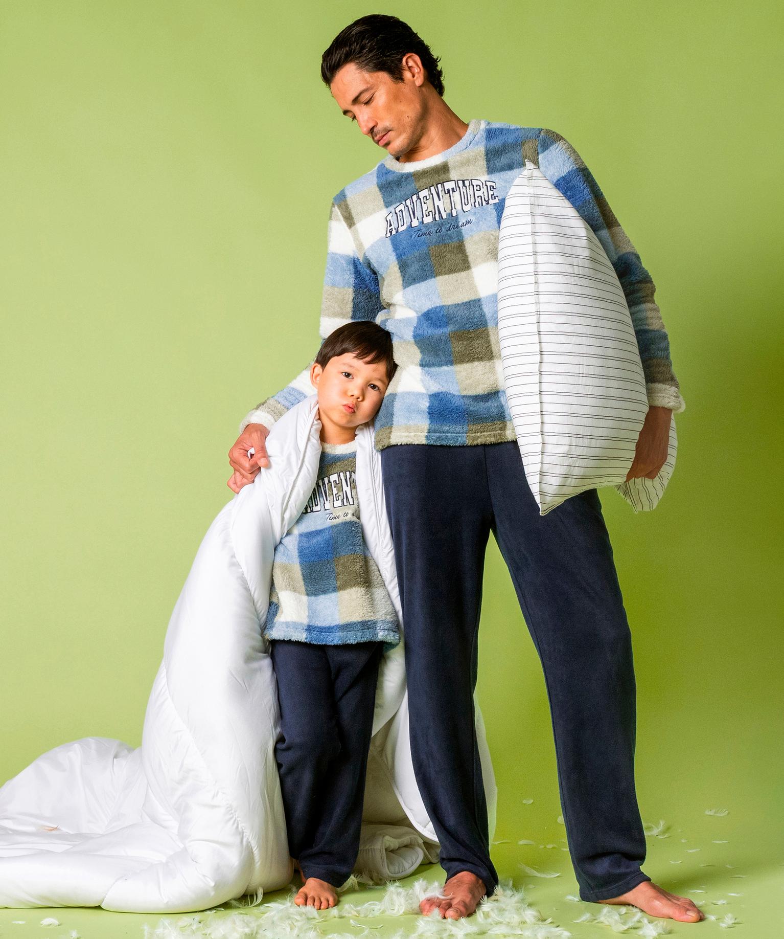 Pyjama en sherpa et polaire garçon - 3A - bleu - GEMO