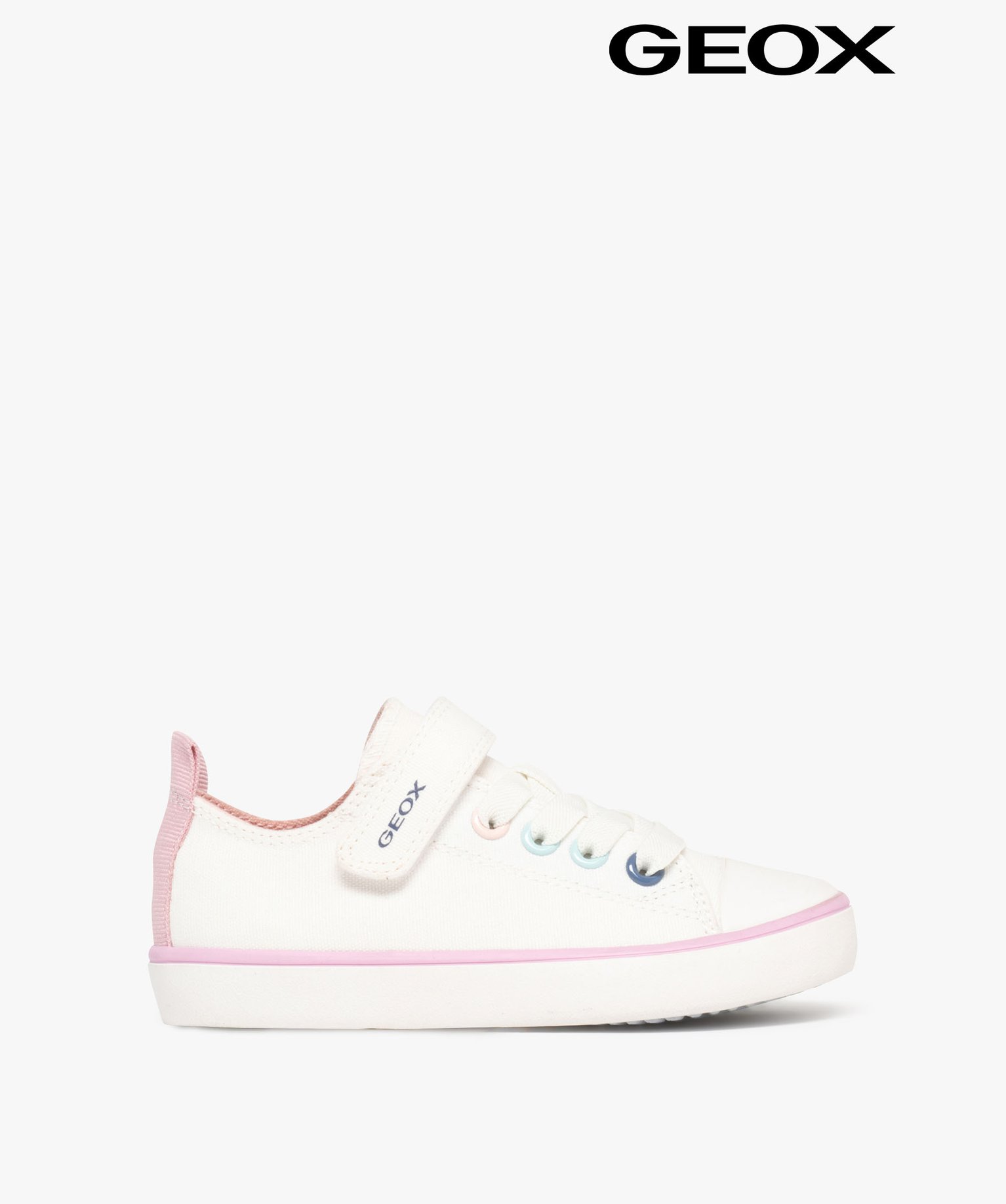 Baskets fille en toile à scratch avec oeillets métallisés multicolores - Geox - 29 - blanc - GEOX