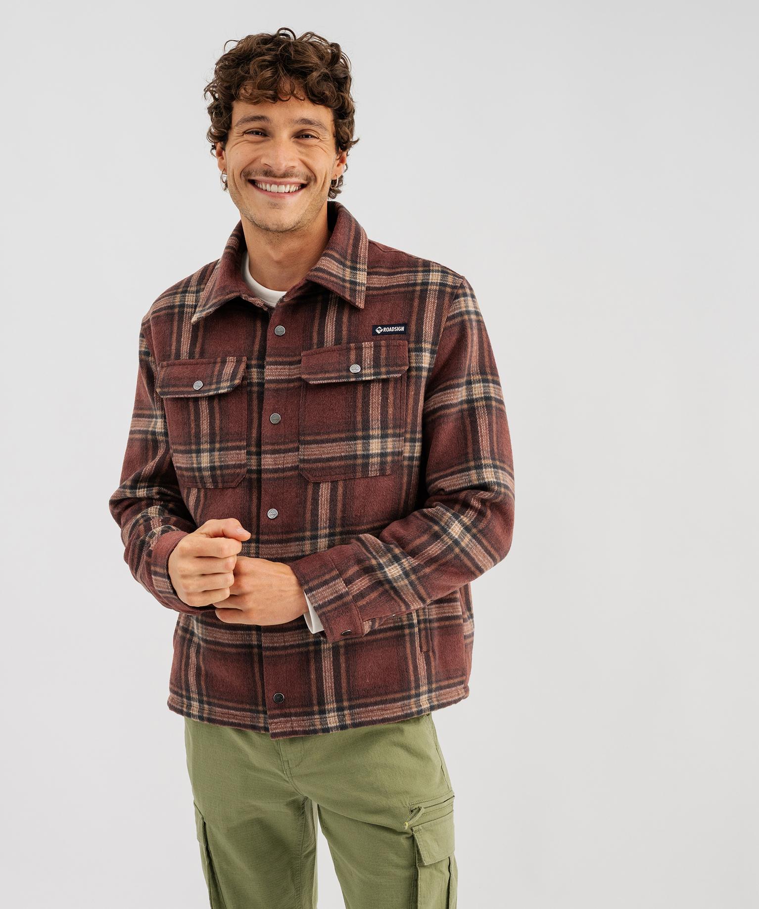 Sur-chemise à motif tartan avec doublure chaude homme - Roadsign - 36/S - rose fonce - ROADSIGN D