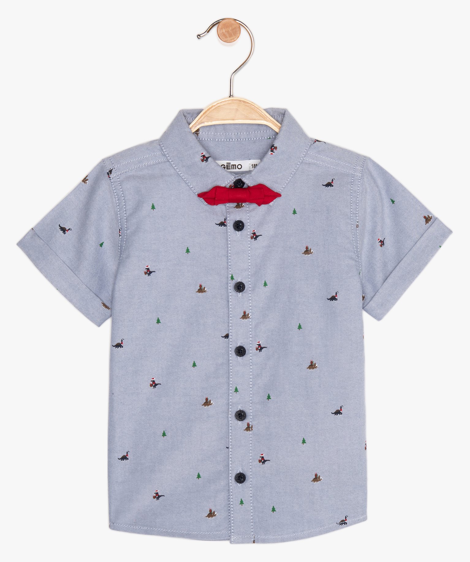 Chemise Bebe Garcon A Manches Courtes Et Nœud Papillon Gemo