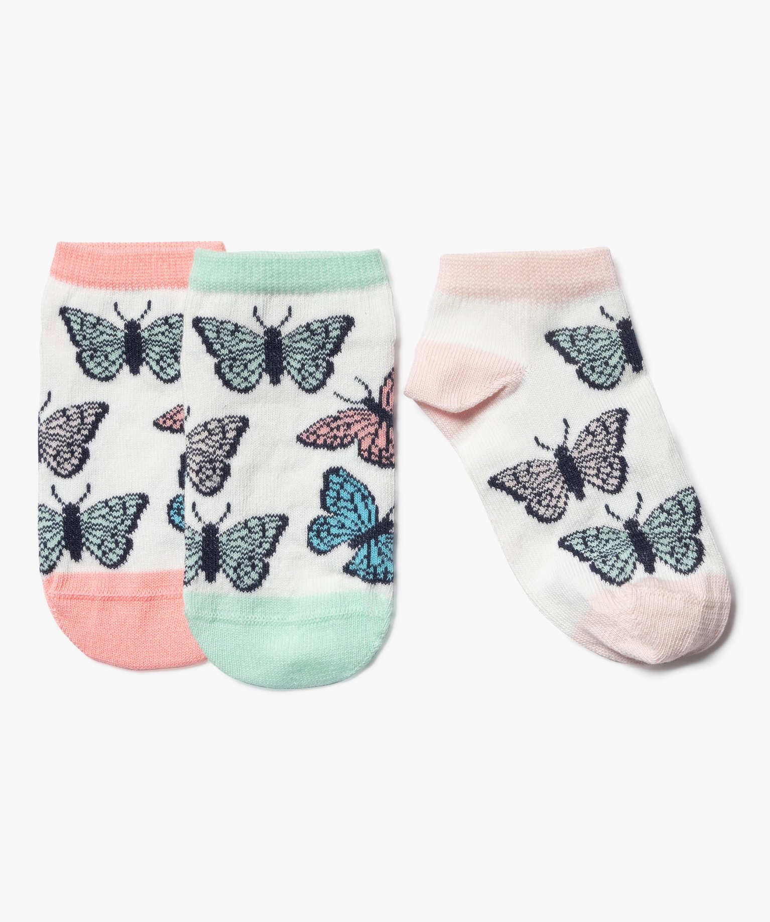 Chaussettes ultra coutes à motif papillons fille (lot de 3) - 27/30 - rose standard - GEMO