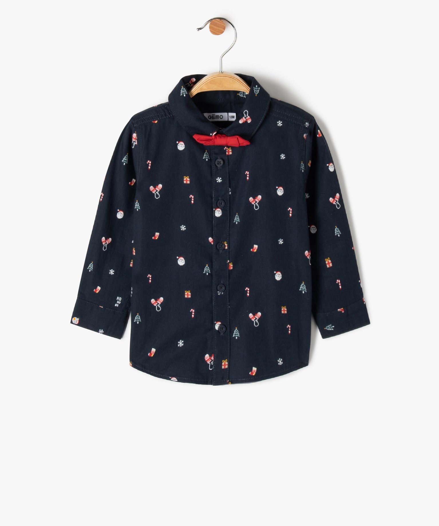 Chemise bébé garçon à motifs de Noël avec noeud papillon amovible - GEMO