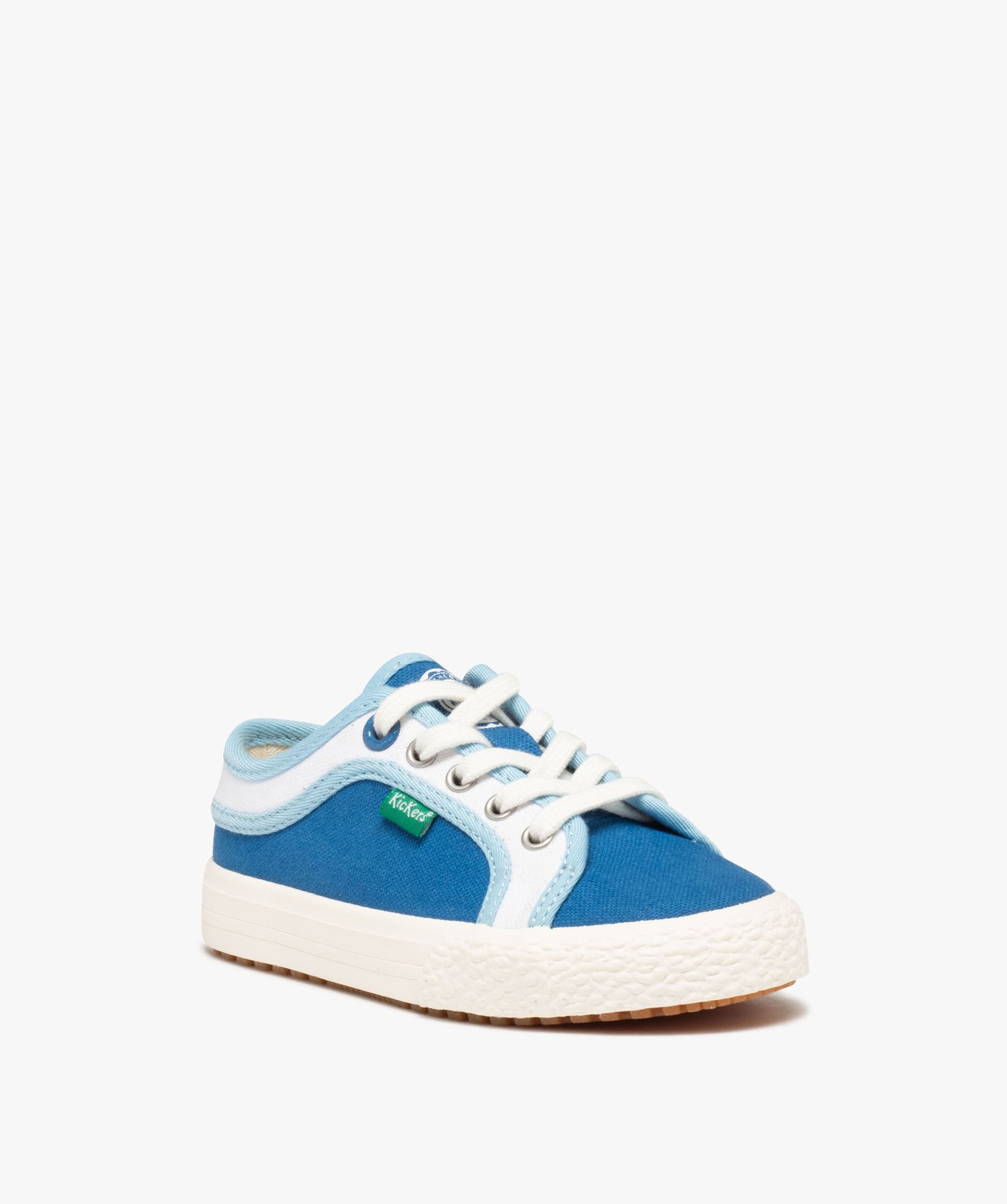 Baskets garçon en toile tricolore à lacets - Kickers - 26 - bleu - KICKERS