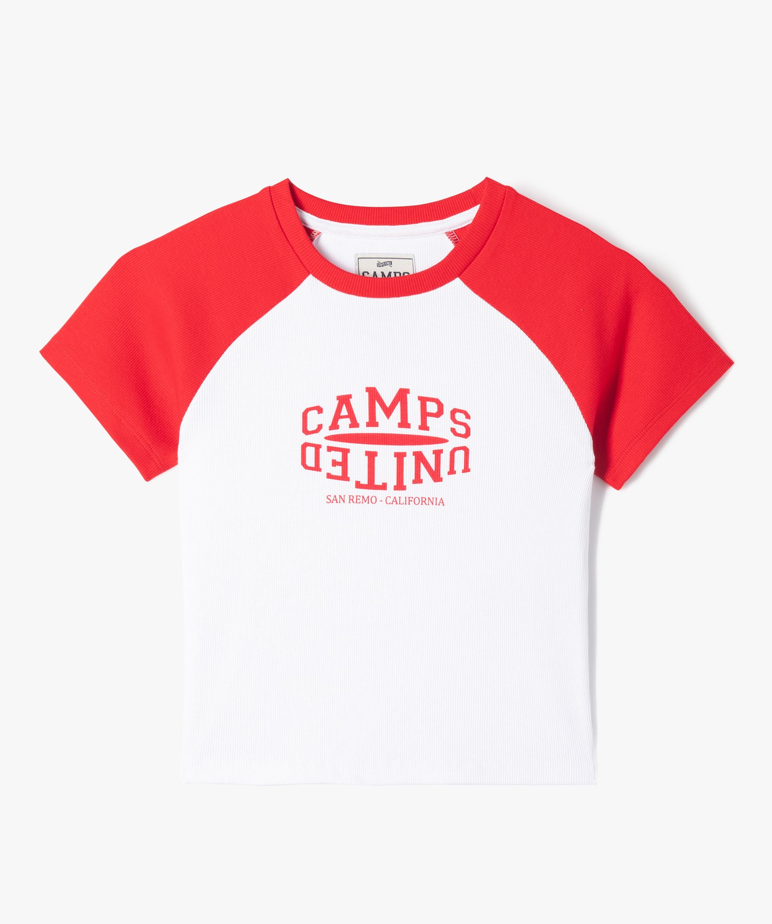 Tee-shirt manches courtes en maille côtelée coupe courte fille - Camps United - 10 - rouge - CAMPS