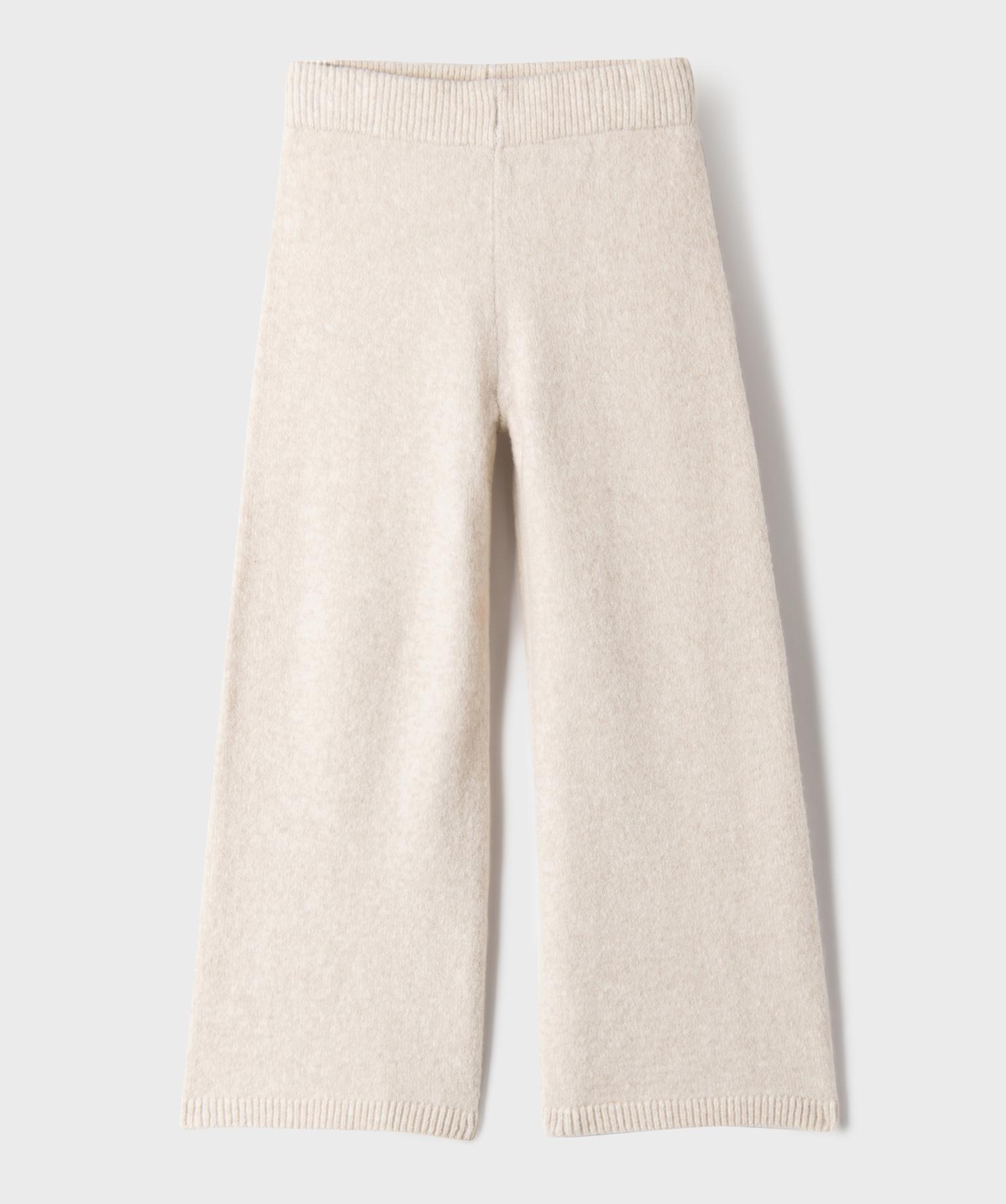 Pantalon en maille douillette coupe large fille - 12A/XXS - beige standard - GEMO