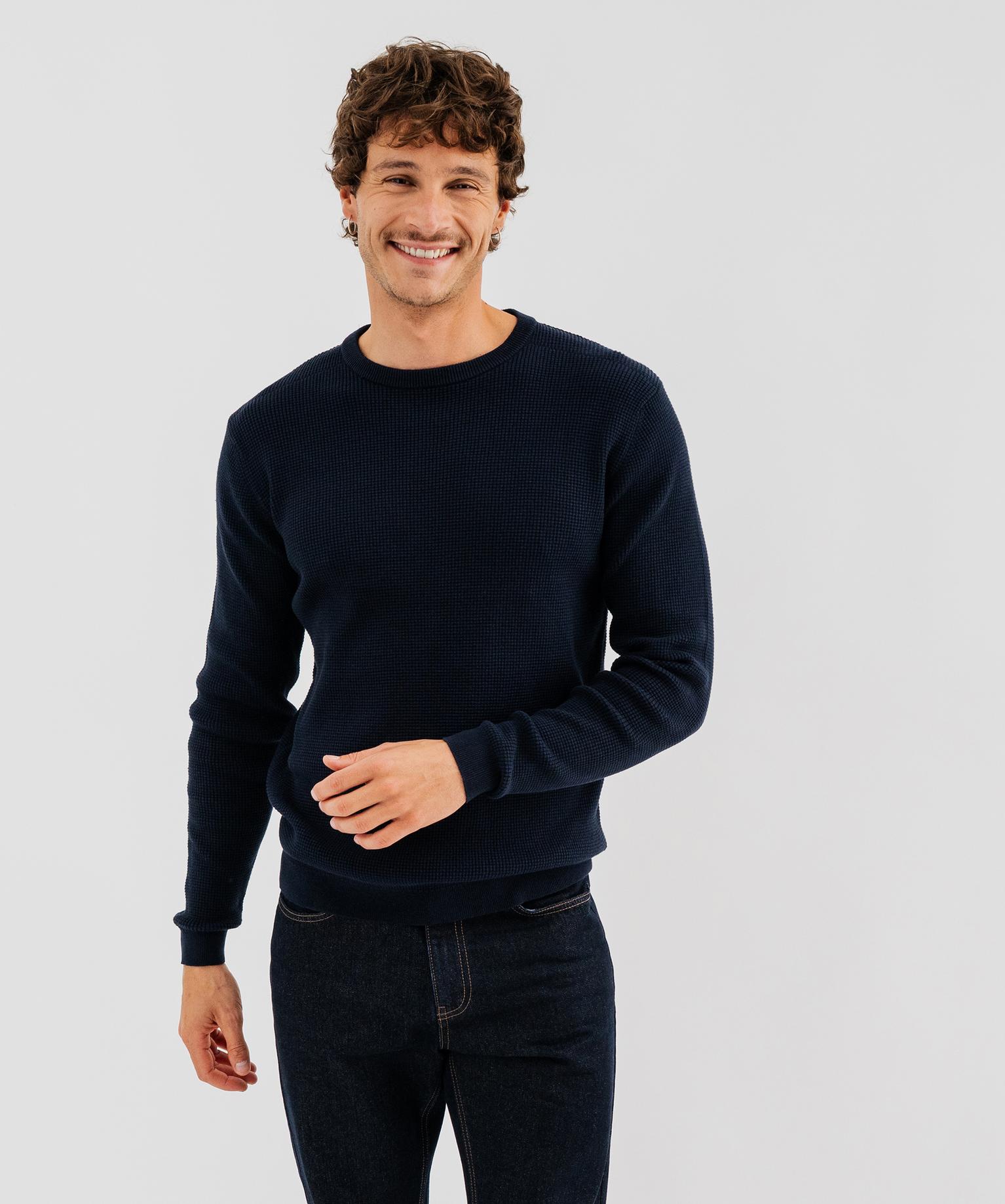 Pull col rond homme - Kensington - 50-52/XXL - bleu fonce - KENSINGTON