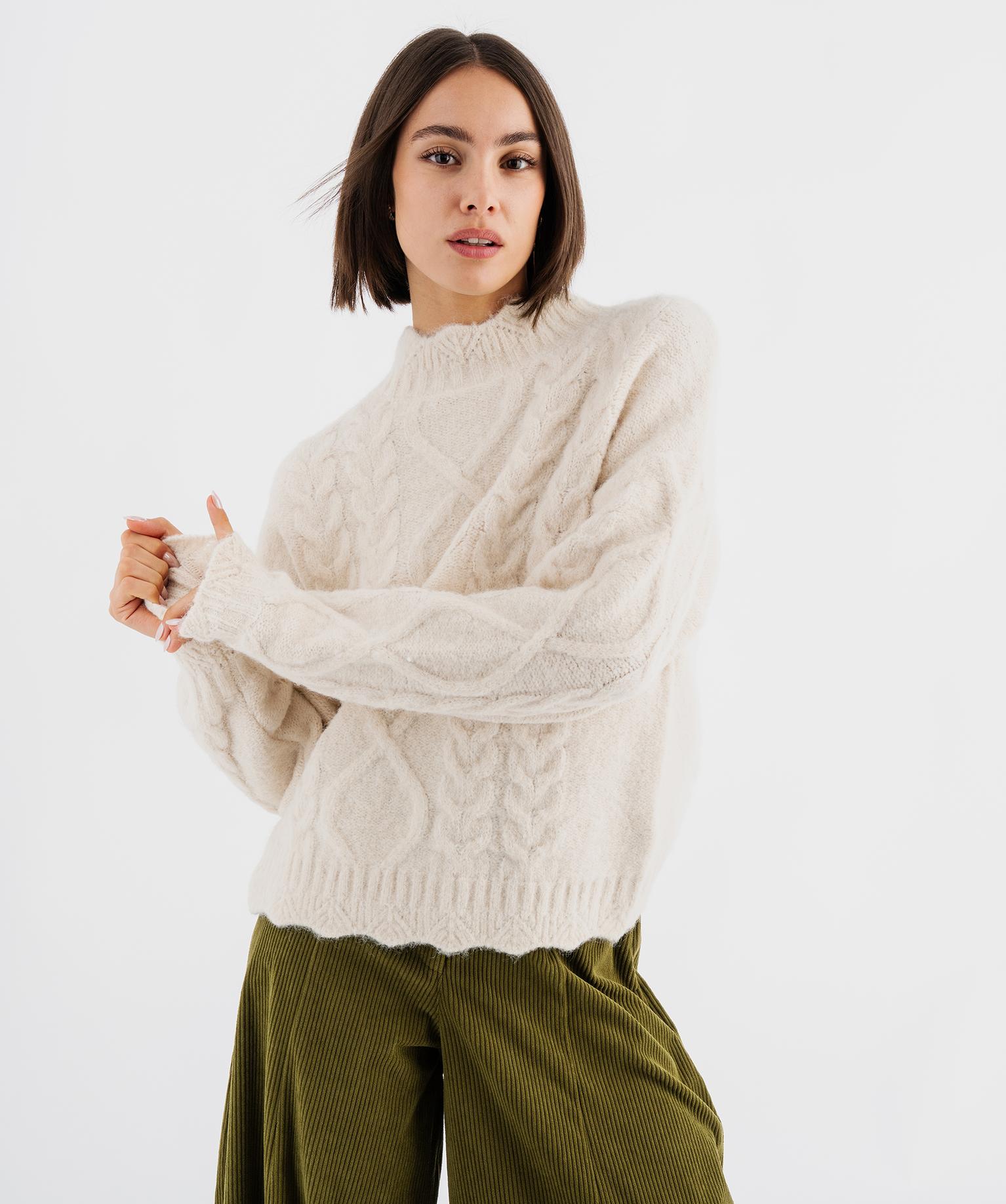 Pull en maille chinée torsadée à col cheminée femme - GEMO Pull en maille chinée torsadée à col cheminée femme - GEMO