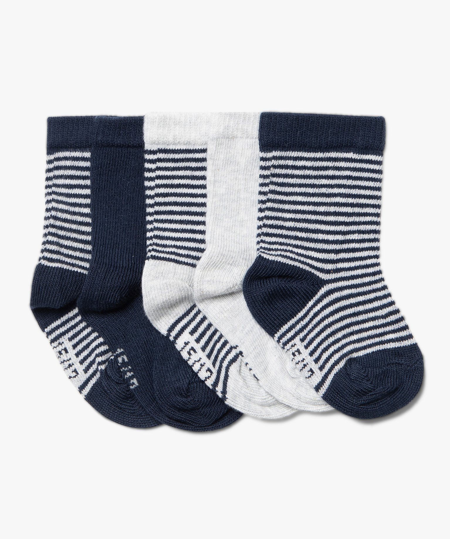 Chaussettes à rayures bébé (lot de 5) - 15/17 - bleu fonce - GEMO