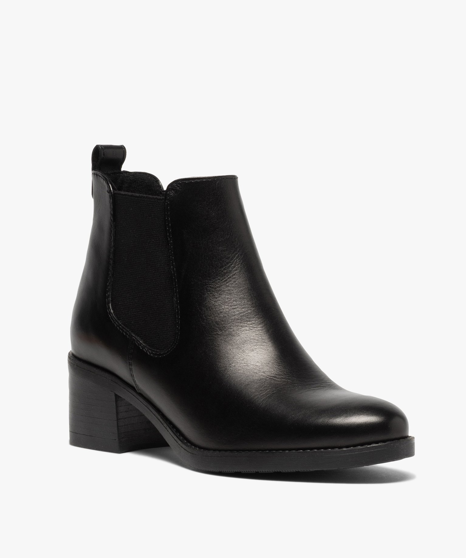Boots femme unis à talon carré style chelsea noir GEMO