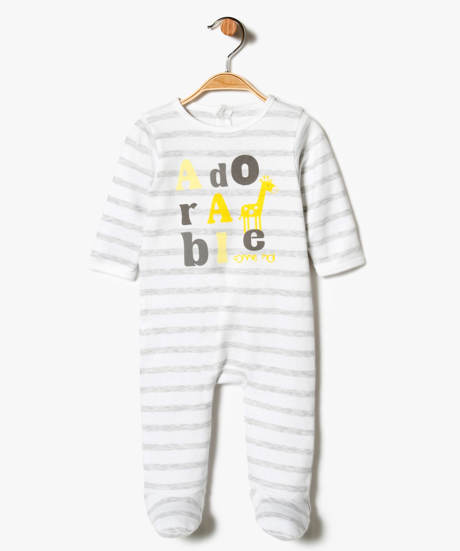 Pyjama dors-bien été à rayures imprimé façon alphabet