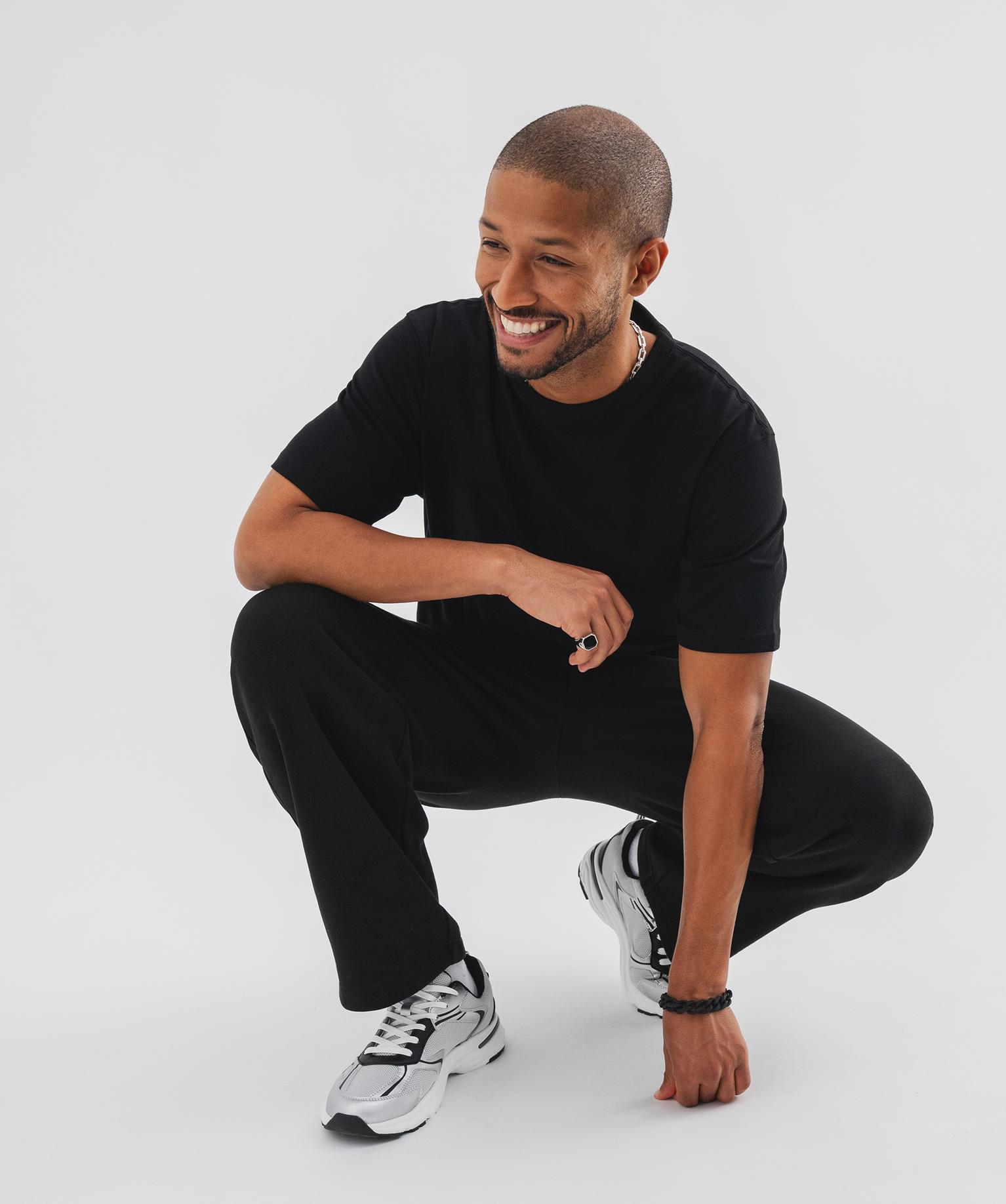 Pantalon de jogging en molleton à coupe droite homme - 36/S - noir standard - GEMO