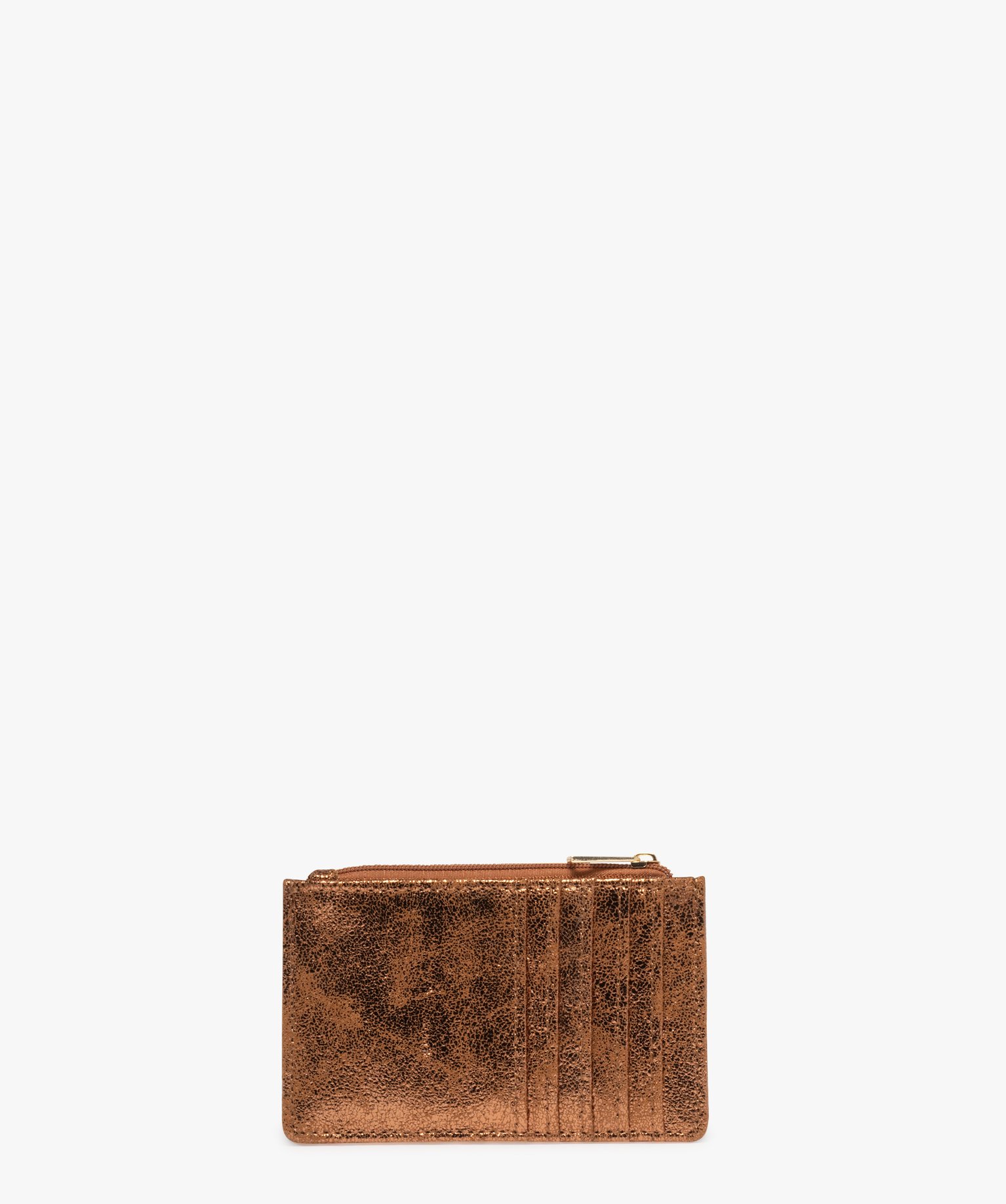 Porte-monnaie porte-cartes compact métallisé femme - TU - marron clair - GEMO