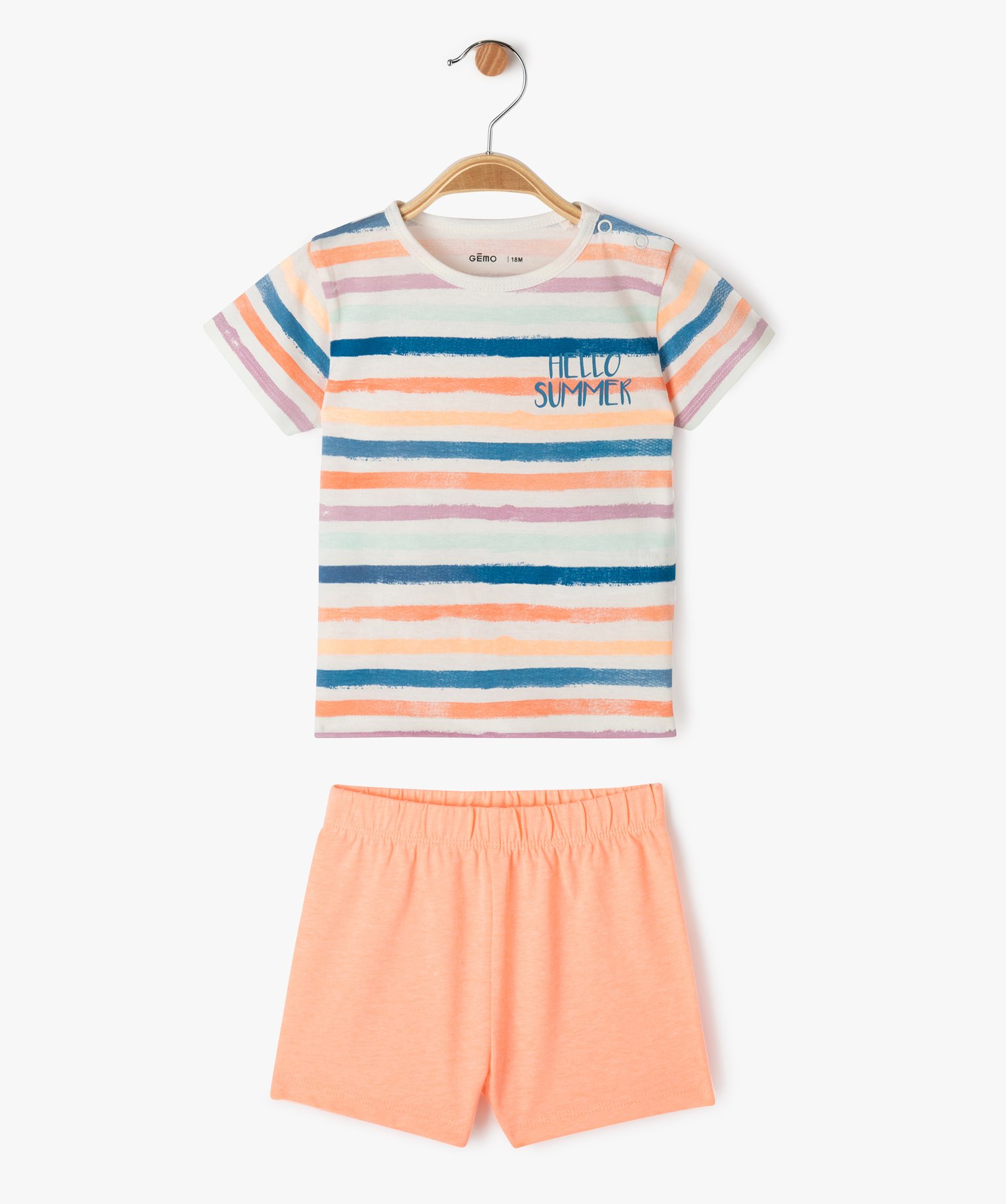 Pyjashort avec tee-shirt rayé bébé garçon - GEMO