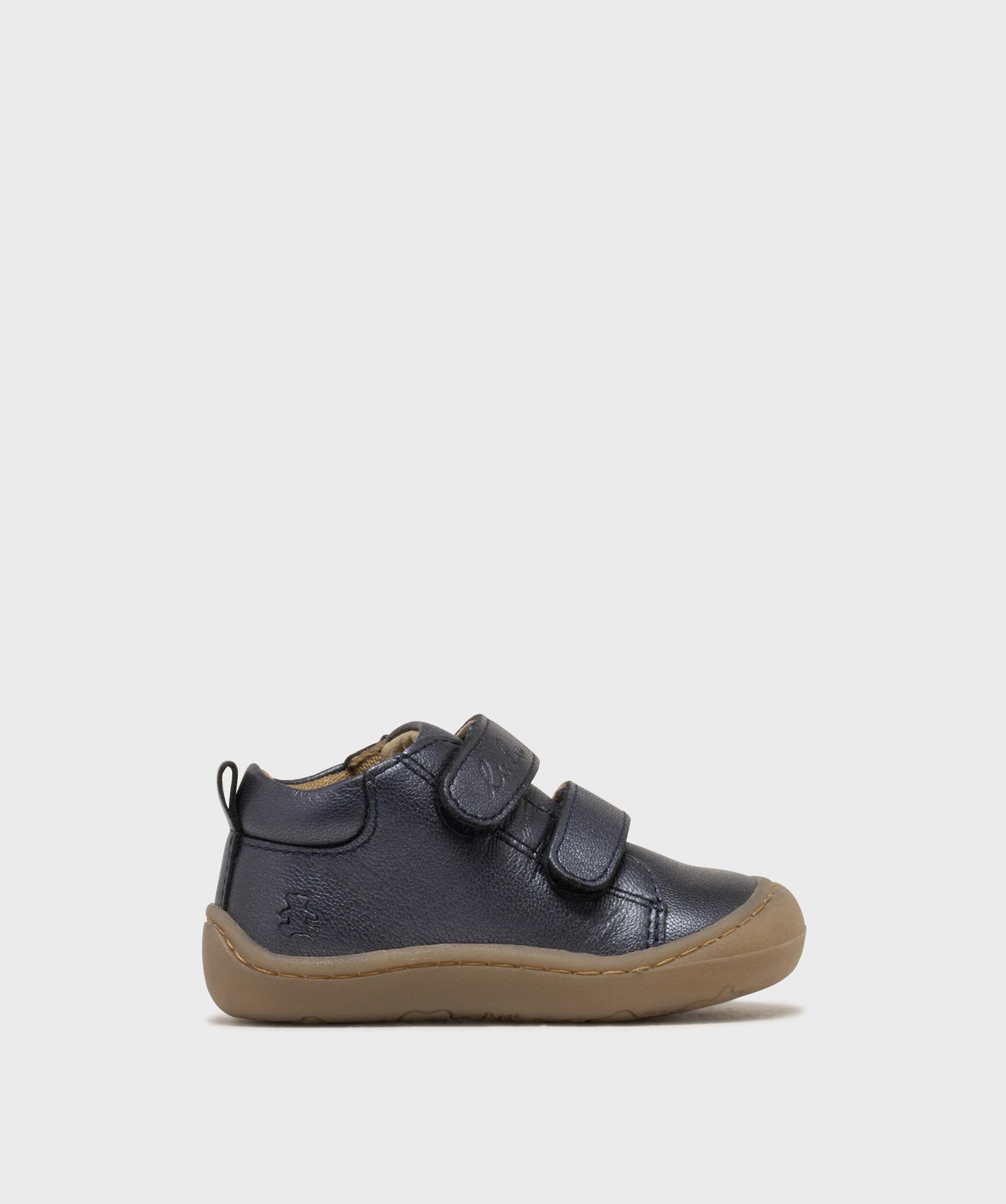 Chaussures premiers pas en cuir à scratch bébé fille - LuluCastagnette - 18 - bleu standard - LULUCASTAGNETTE