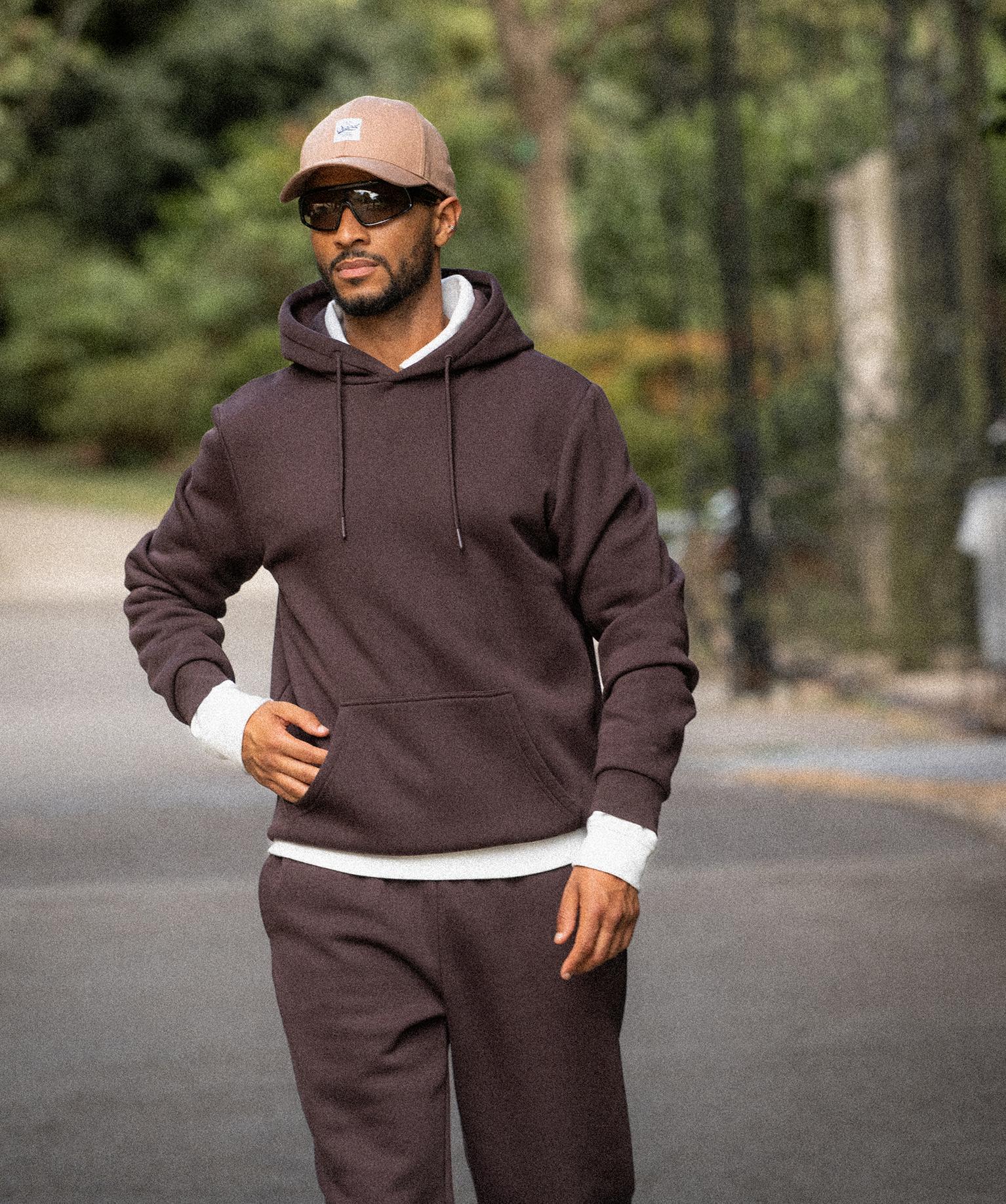 Sweat à capuche en molleton doux homme - 50-52/XXL - marron fonce - GEMO