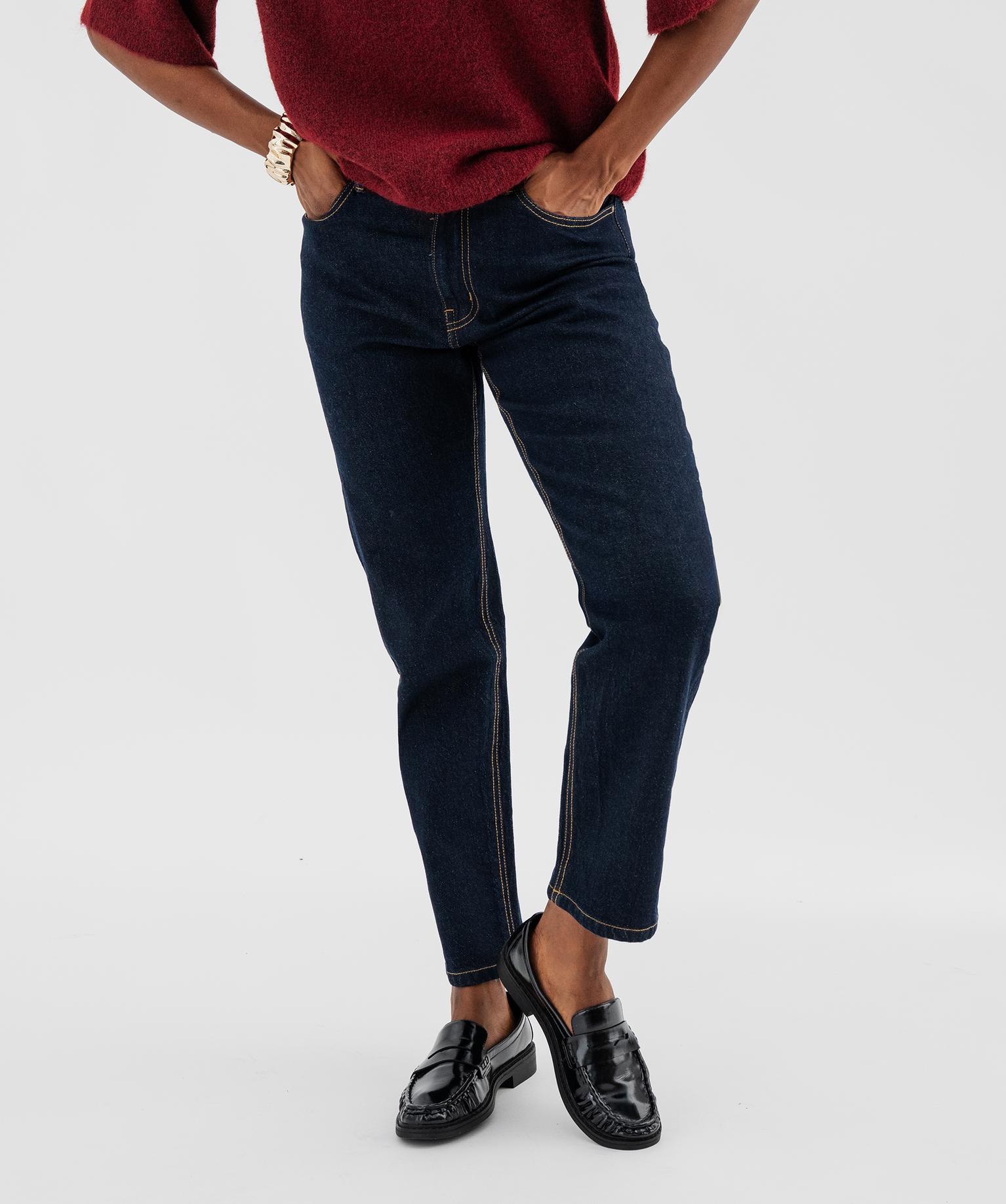 Jean Cropped stretch femme - 42-44/L - bleu fonce - GEMO
