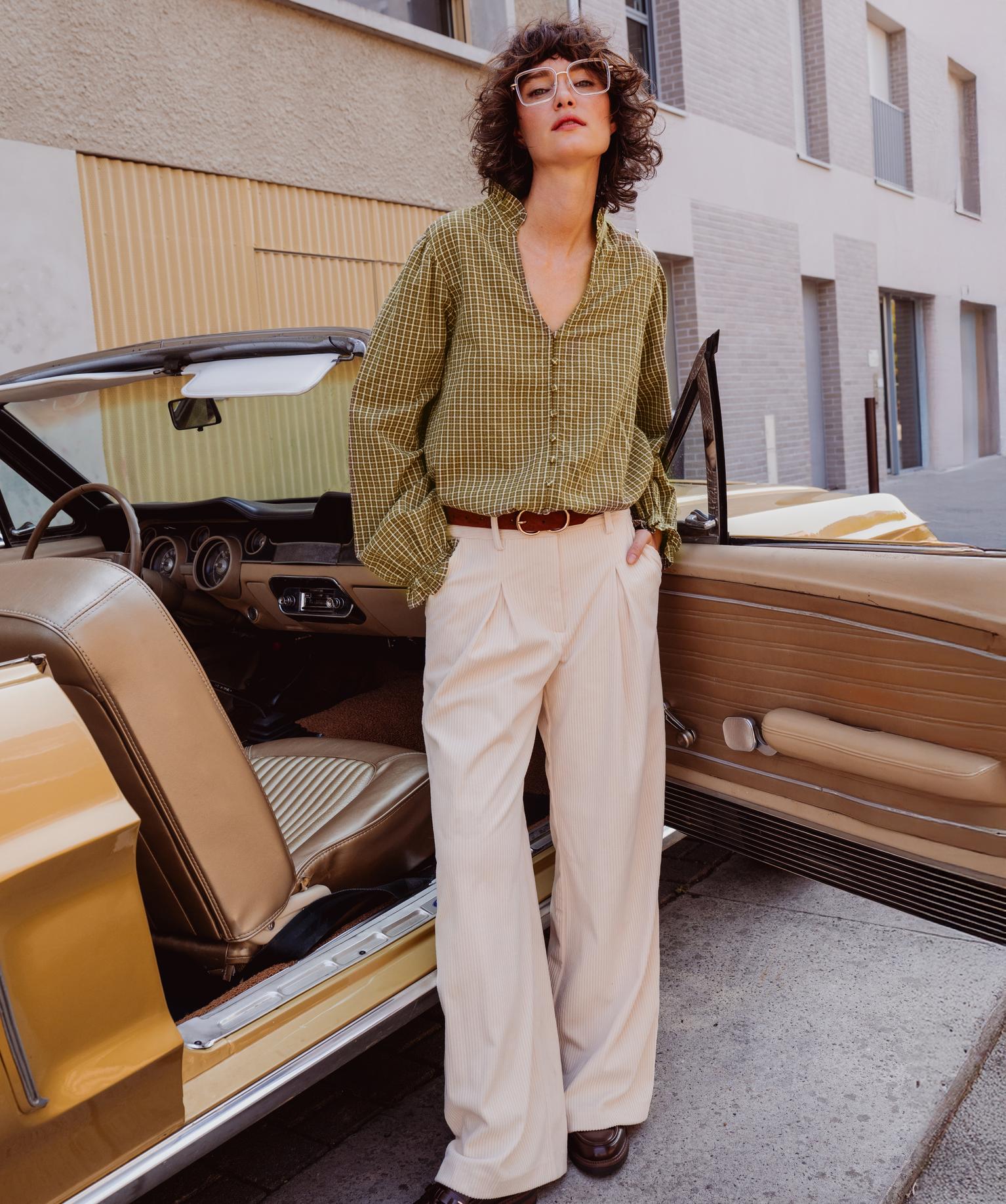 Pantalon large en velours côtelé femme - 38-40/M - beige clair - GEMO