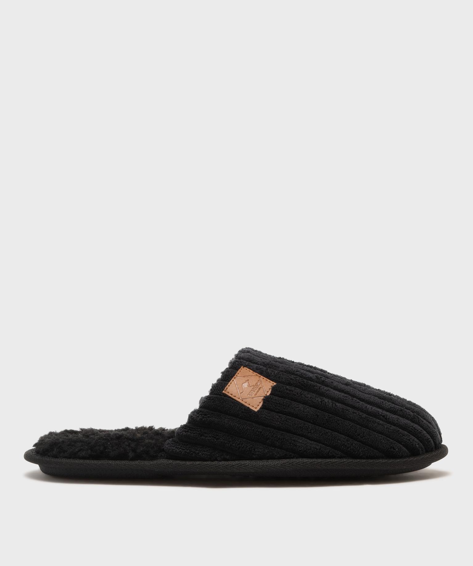 Chaussons mules en velours côtelé homme - Roadsign - 46 - noir standard - ROADSIGN D