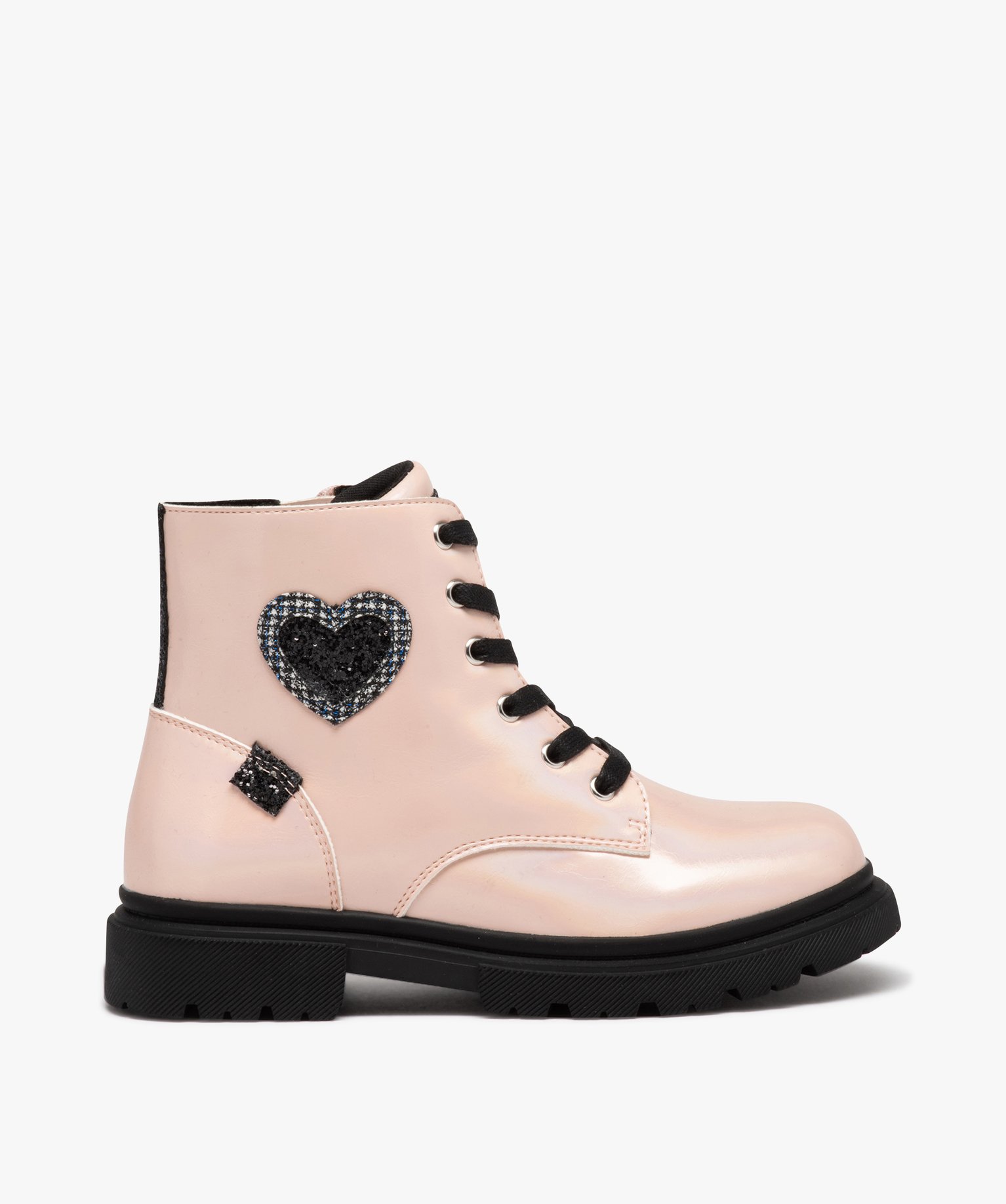 Boots fille mid-cut vernies à semelle crantée - 35 - rose standard - GEMO