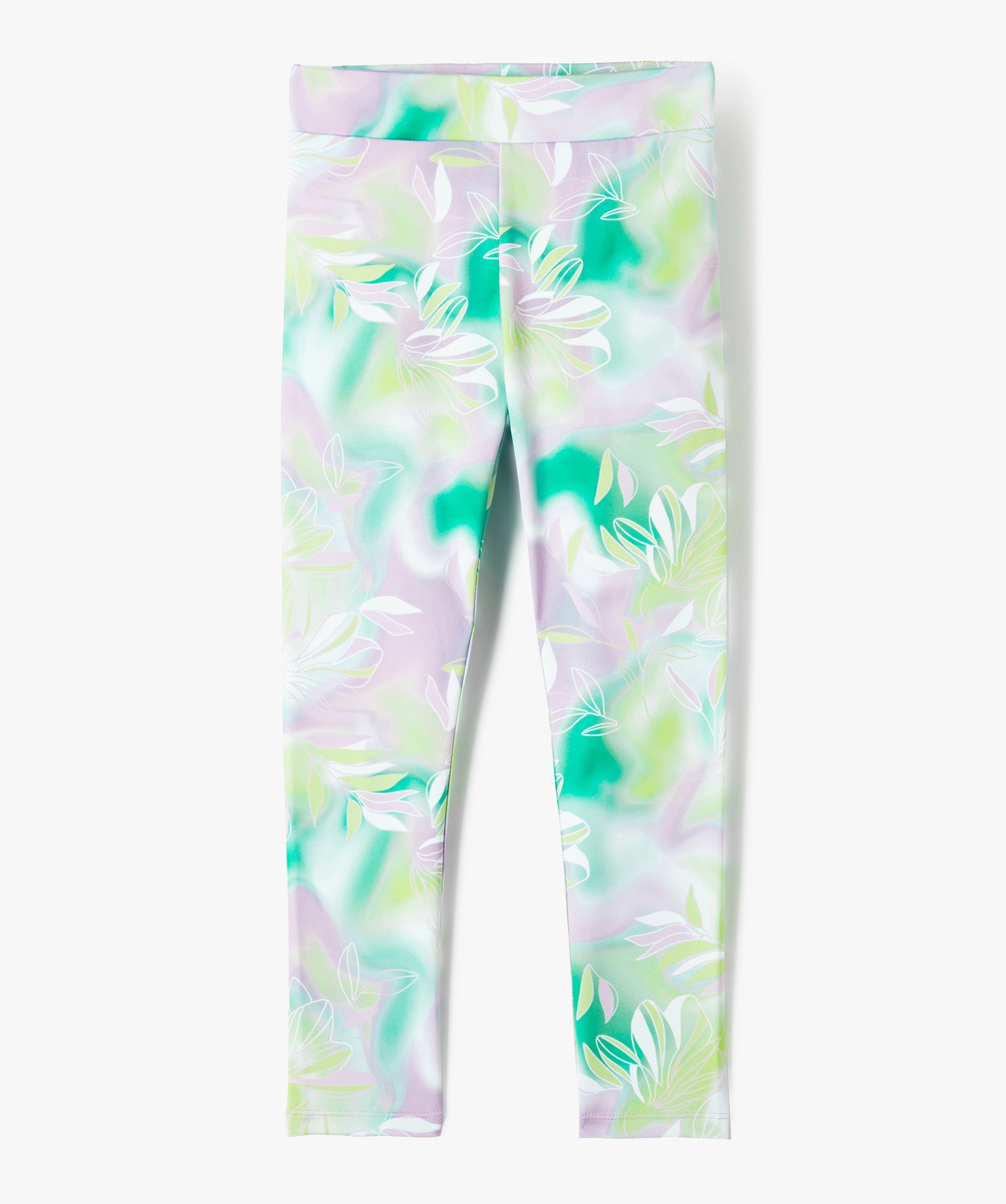 Leggings long à motifs fleuris effet tie and dye fille - 7 - multicolore - GEMO