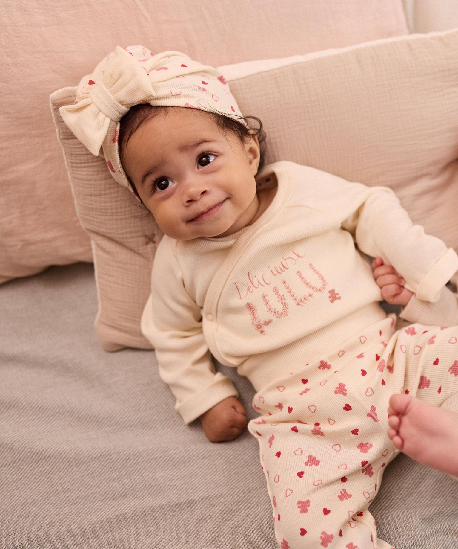 Ensemble Bébé Blouse Et Pantalon En Gaze De Coton Petit Béguin - Écru, Broderies Délicates - Label OEKO-TEX - Taille élastiquée