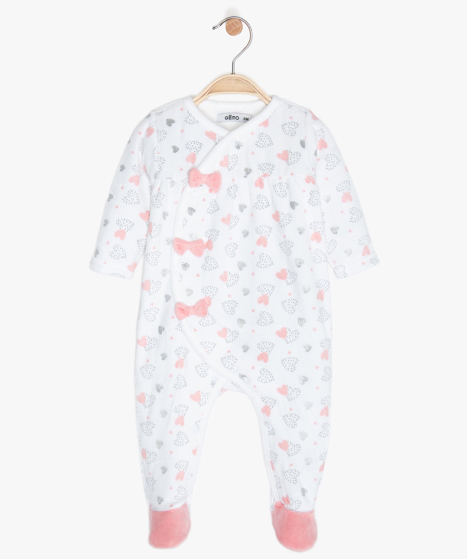 Pyjama Bebe Fille En Velours Avec Nœuds Et Paillettes Gemo
