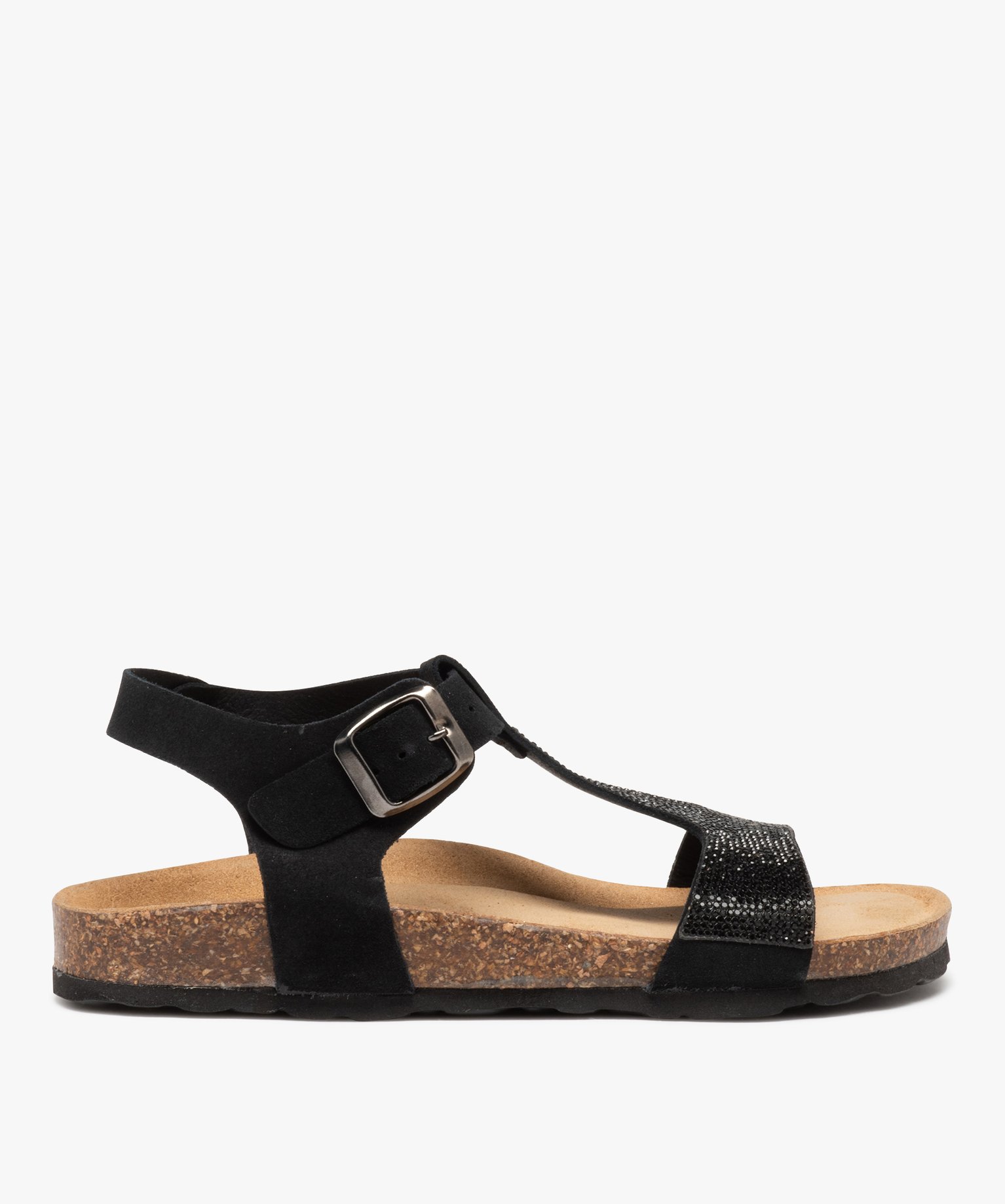 Sandales salomés à bride strass femme - 40 - noir - GEMO