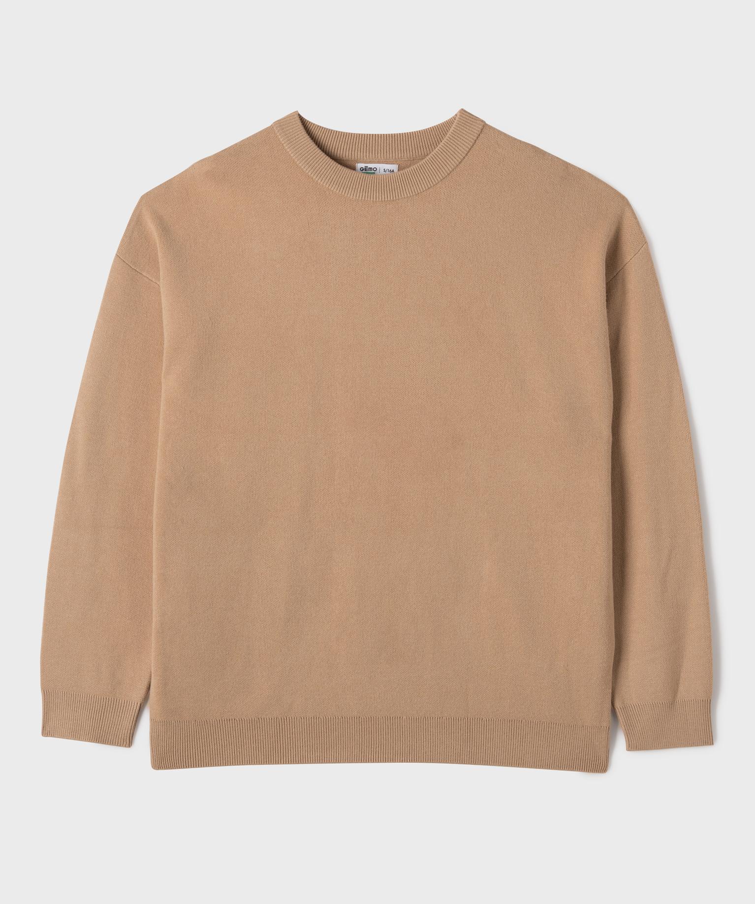 Pull à col rond en viscose garçon - 10A - beige fonce - GEMO