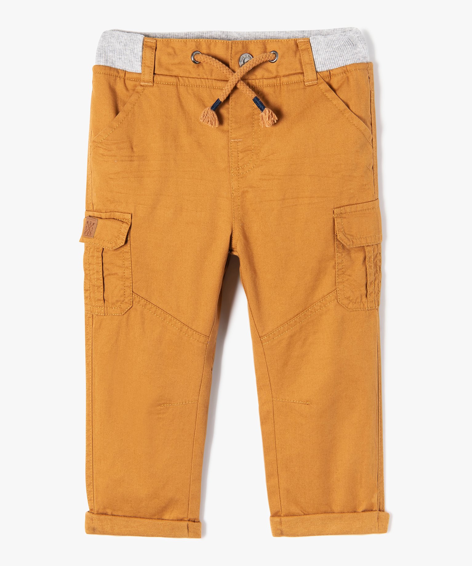 Pantalon coupe cargo doublé avec taille élastique bébé garçon - 3M - marron - GEMO