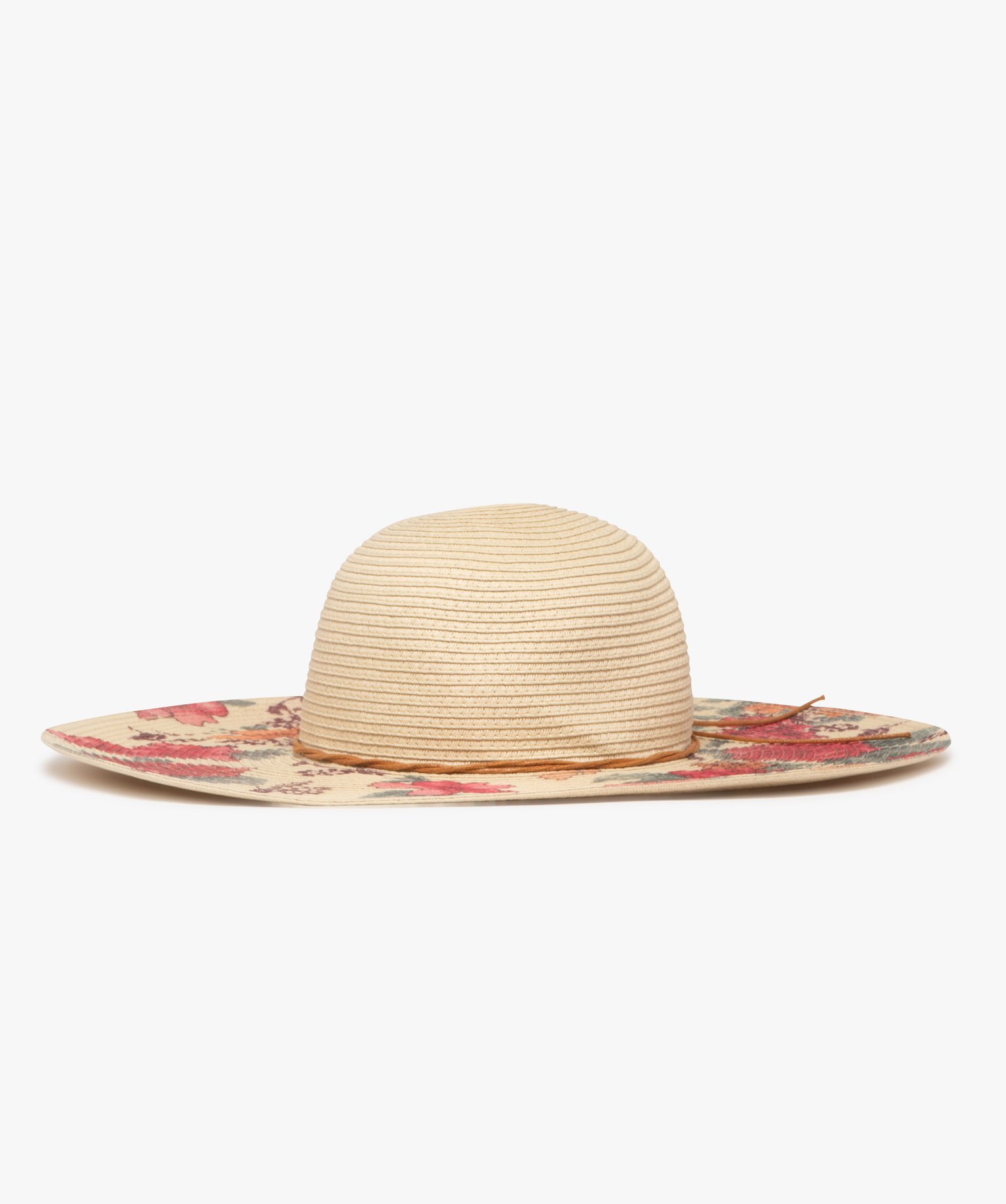 Capeline à bords fleuris et cordon femme - 56 - beige standard - GEMO