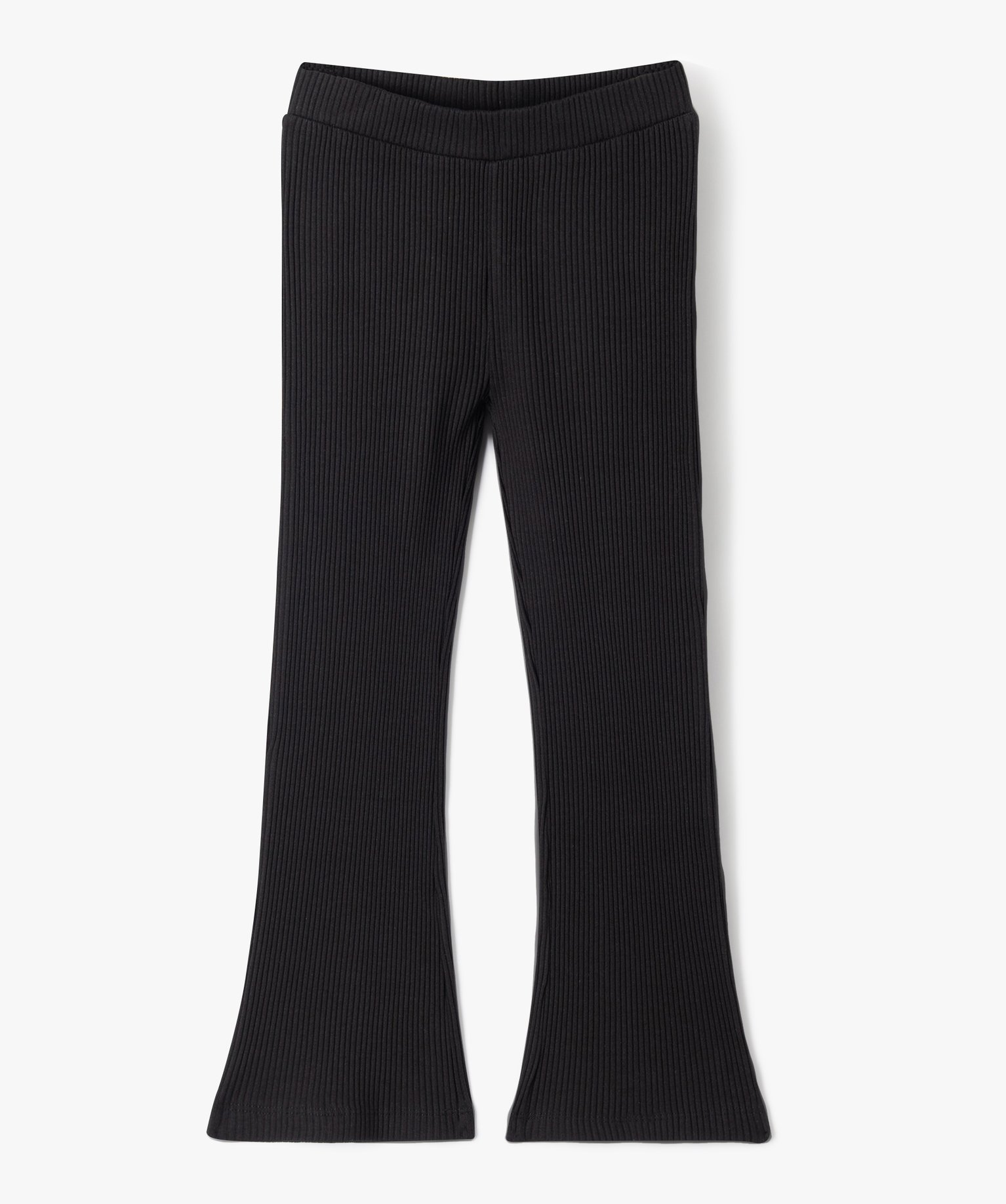 Pantalon en maille côtelée extensible fille - 5 - noir - GEMO