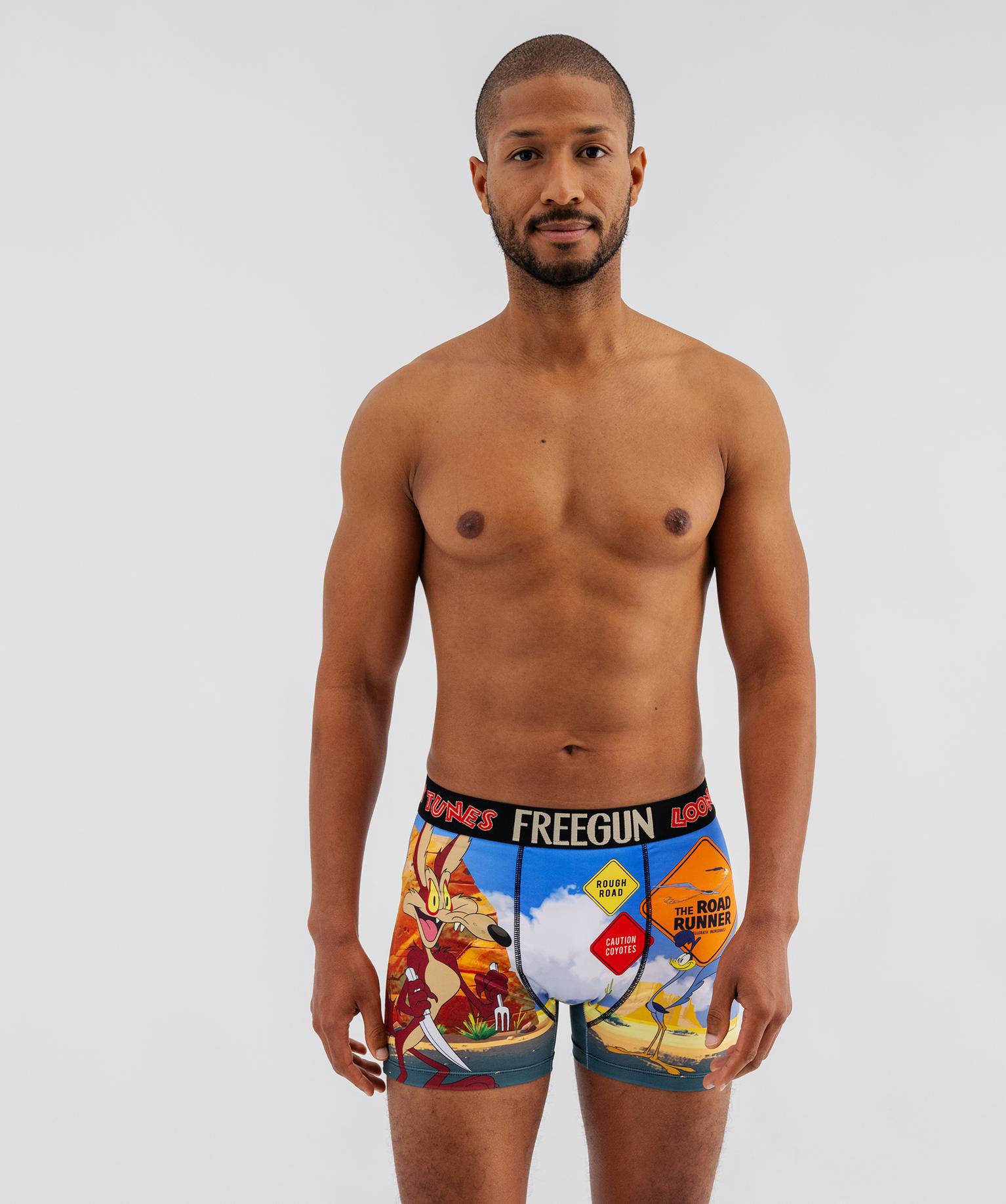 Boxer en microfibre avec motif coyote homme - Freegun X Looney Tunes - 36/S - bleu - LOONEY TUNES