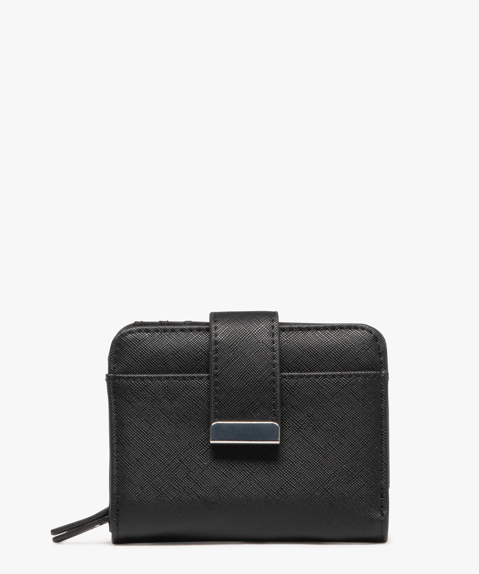 Porte-monnaie Femme Mini Motif Chat - Cuir PU, 7 Compartiments Cartes, Fenêtre ID - Noir - Cadeau Mignon Et Pratique