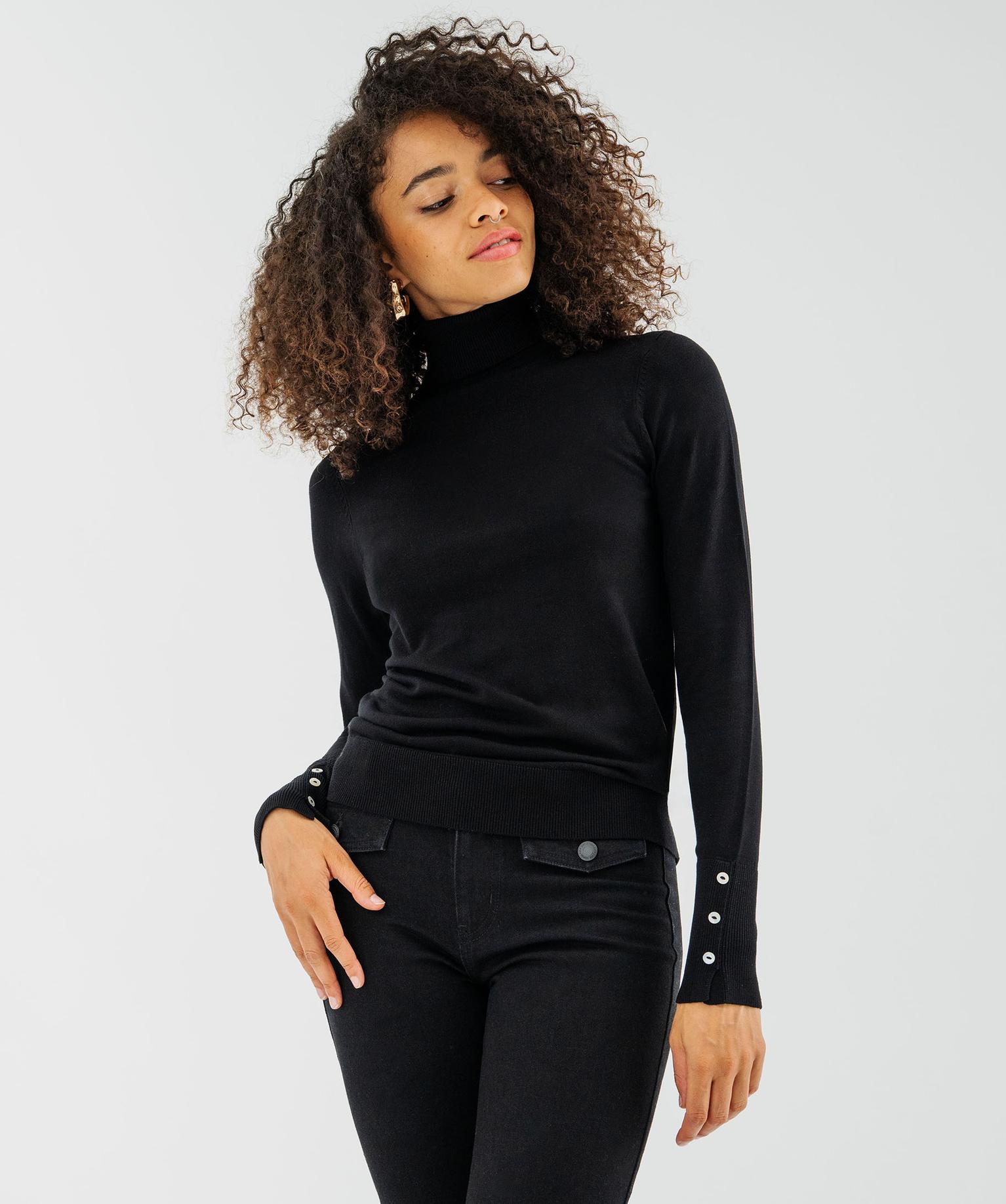 Pull à col roulée en maille fine femme - 46-48/XL - noir standard - GEMO