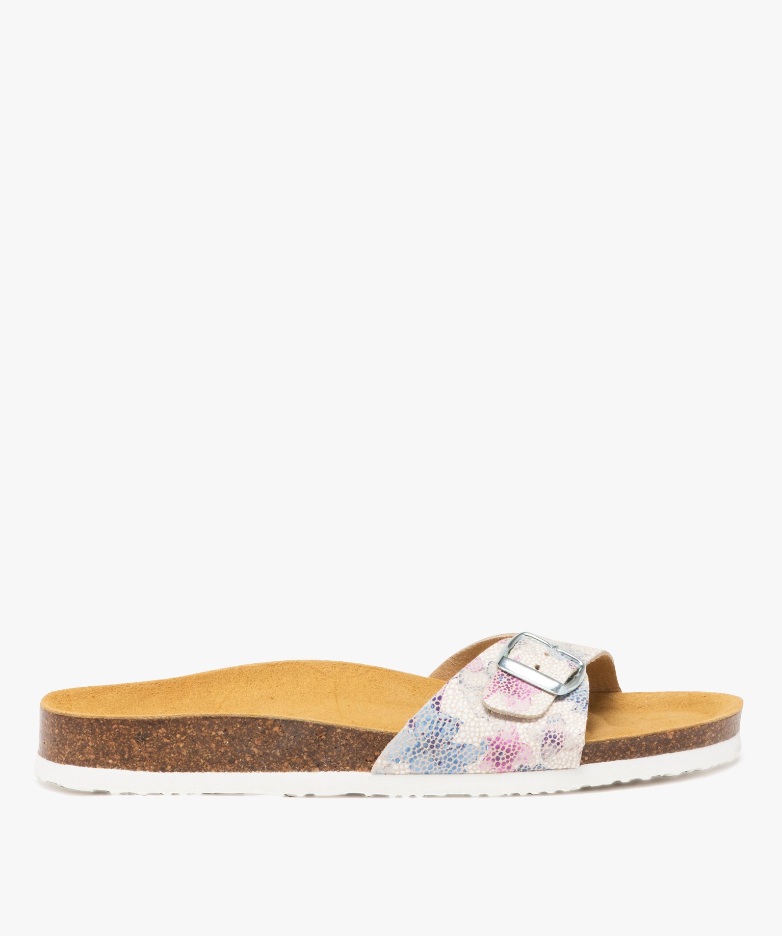 Mules femme plates à bride à motifs effet mosaïque - 40 - beige - GEMO