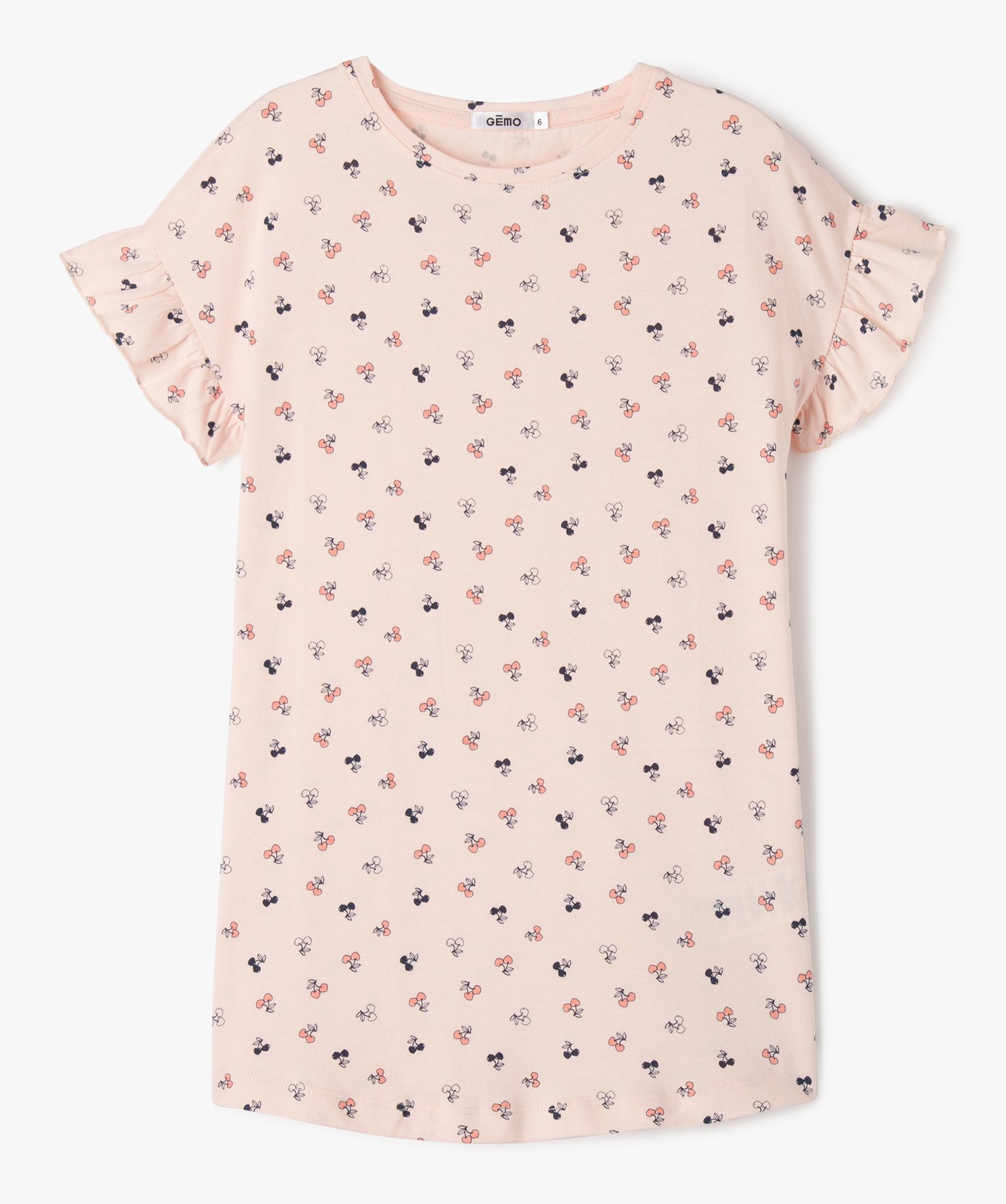 Chemise de nuit à manches courtes volantées fille - 5 - rose - GEMO