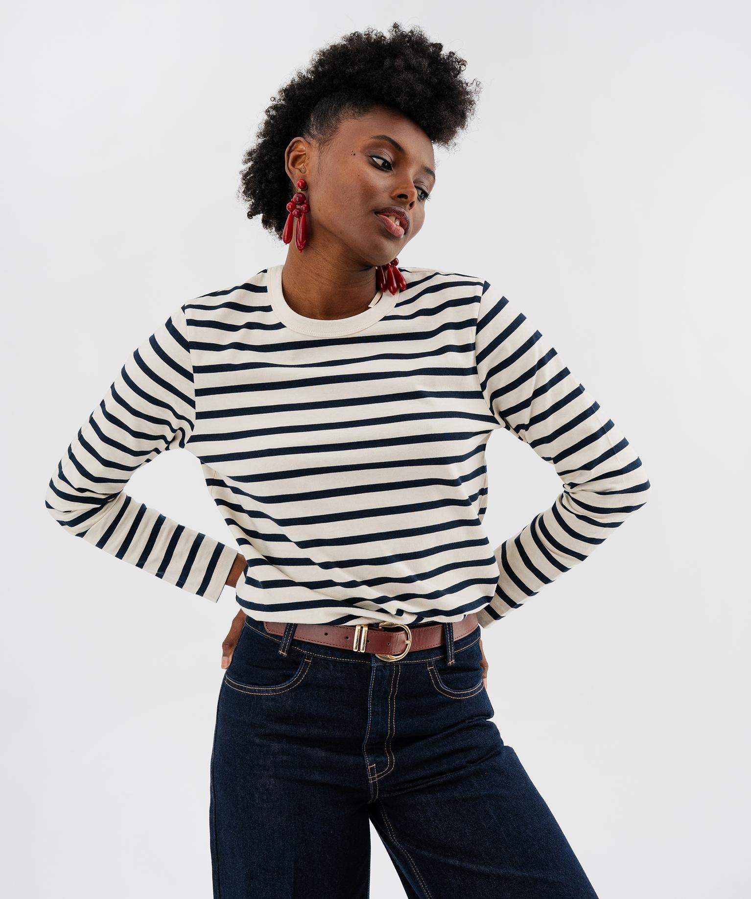 Tee-shirt manches longues marinière femme - LuluCastagnette - 46-48/XL - marine - LULU CASTAGNETTE G4G D