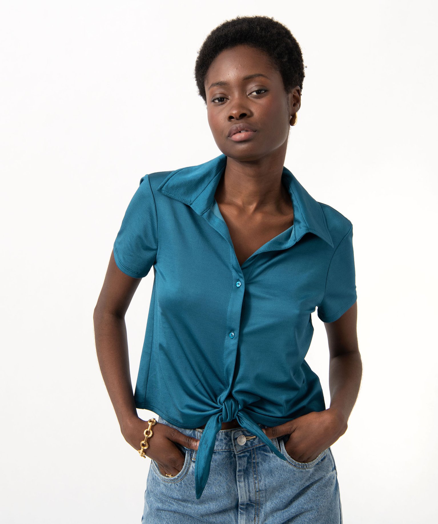 Manche Courte Tee Shirt Chemise T-shirt En Jersey à Manches