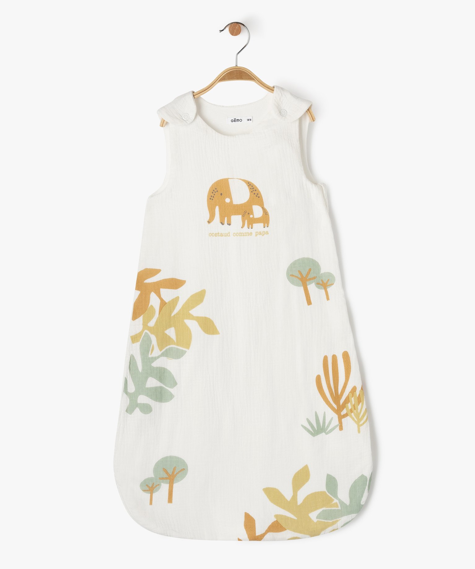 Gigoteuse bébé en gaze de coton imprimée - 0M/6M - ecru - GEMO