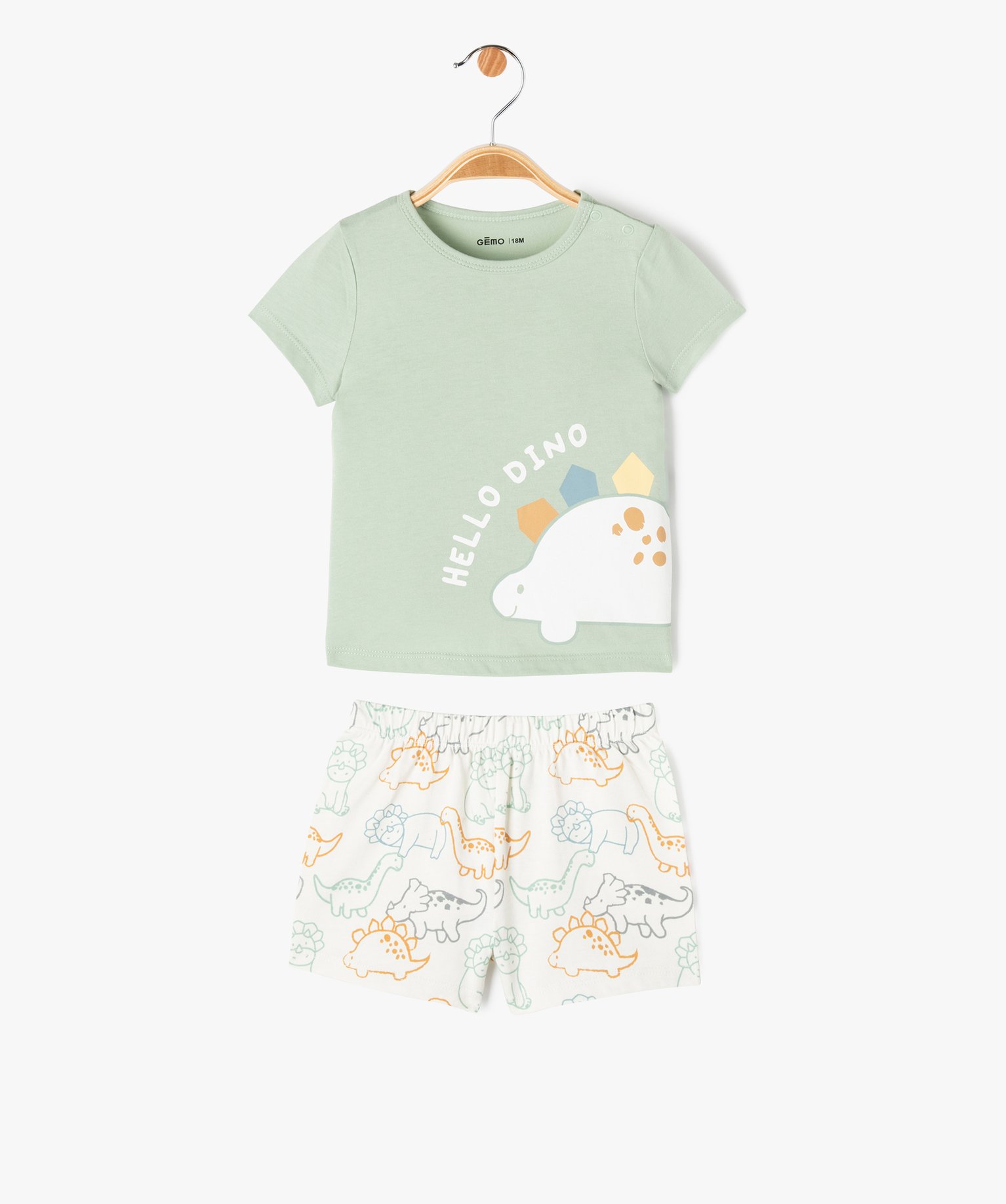 Pyjashort 2 pièces avec motifs dinosaures bébé garçon - GEMO