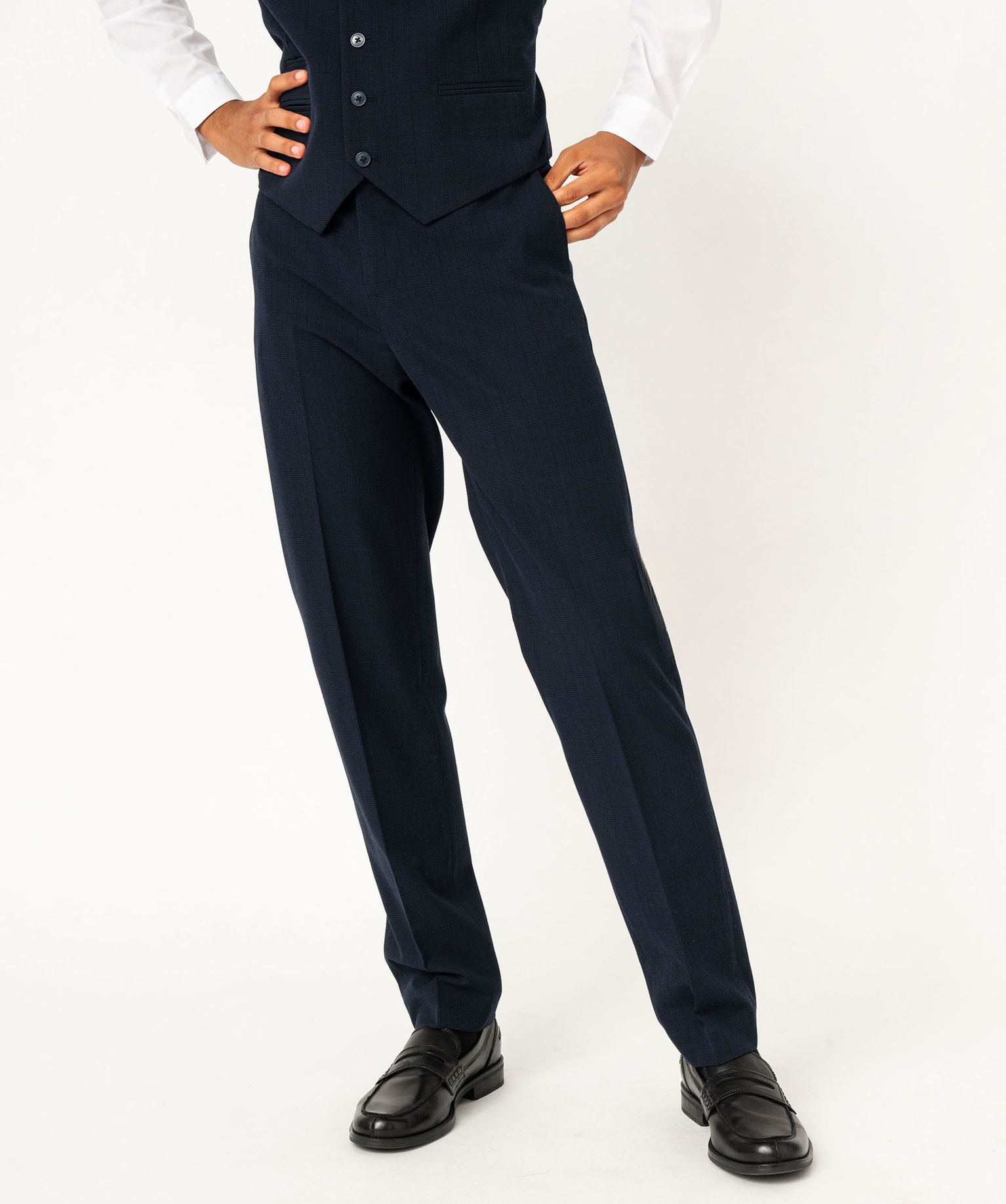 Pantalon de costume à carreaux homme - 48 - bleu - GEMO