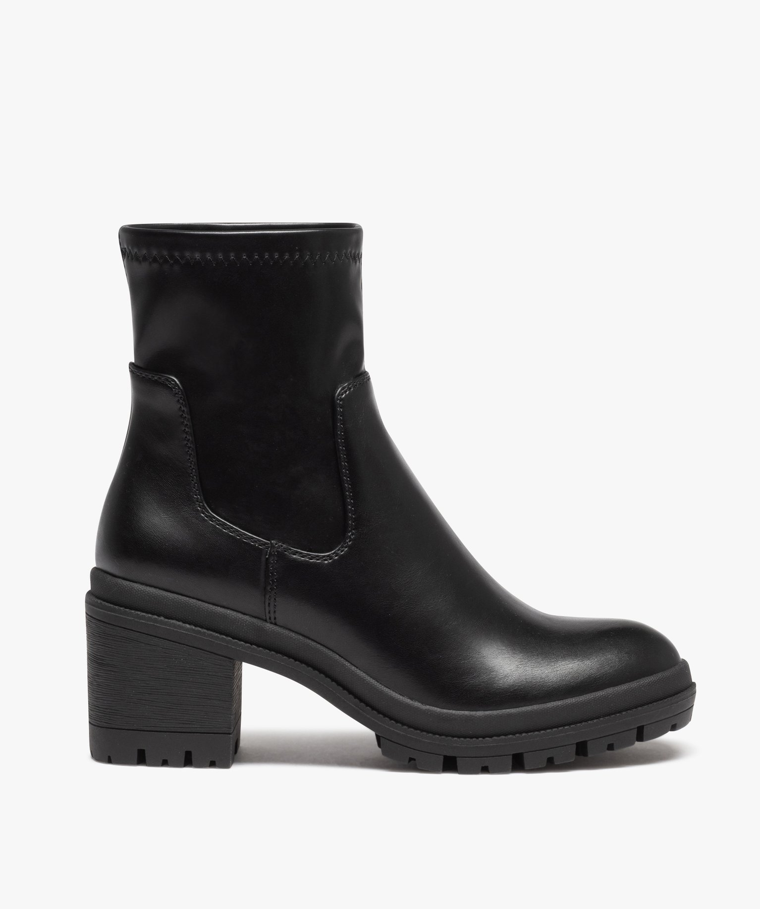 Boots femme unies à talon carré et semelle crantée avec col souple - 41 - noir - GEMO