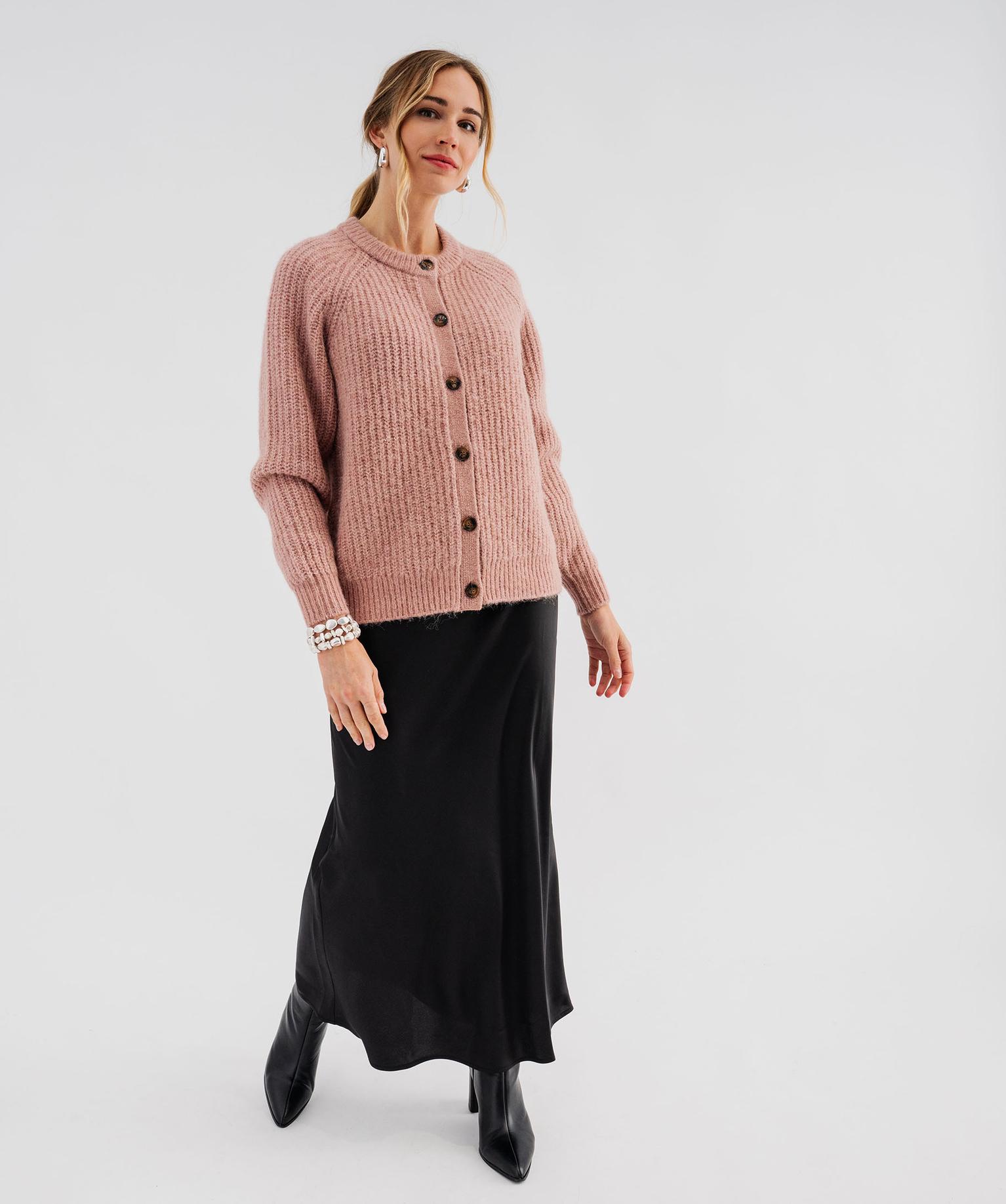 Gilet Femme Grain De Malice - Col Rond, Manches Longues, Maille Ajourée - Fermeture Boutons - Superposition Légère