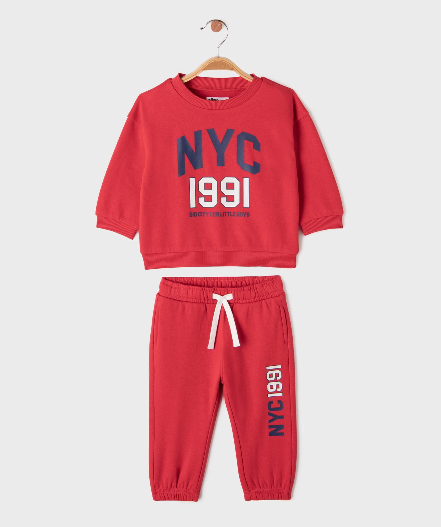 Ensemble 2 pièces sweat + jogging bébé garçon - 18M - rouge standard - GEMO