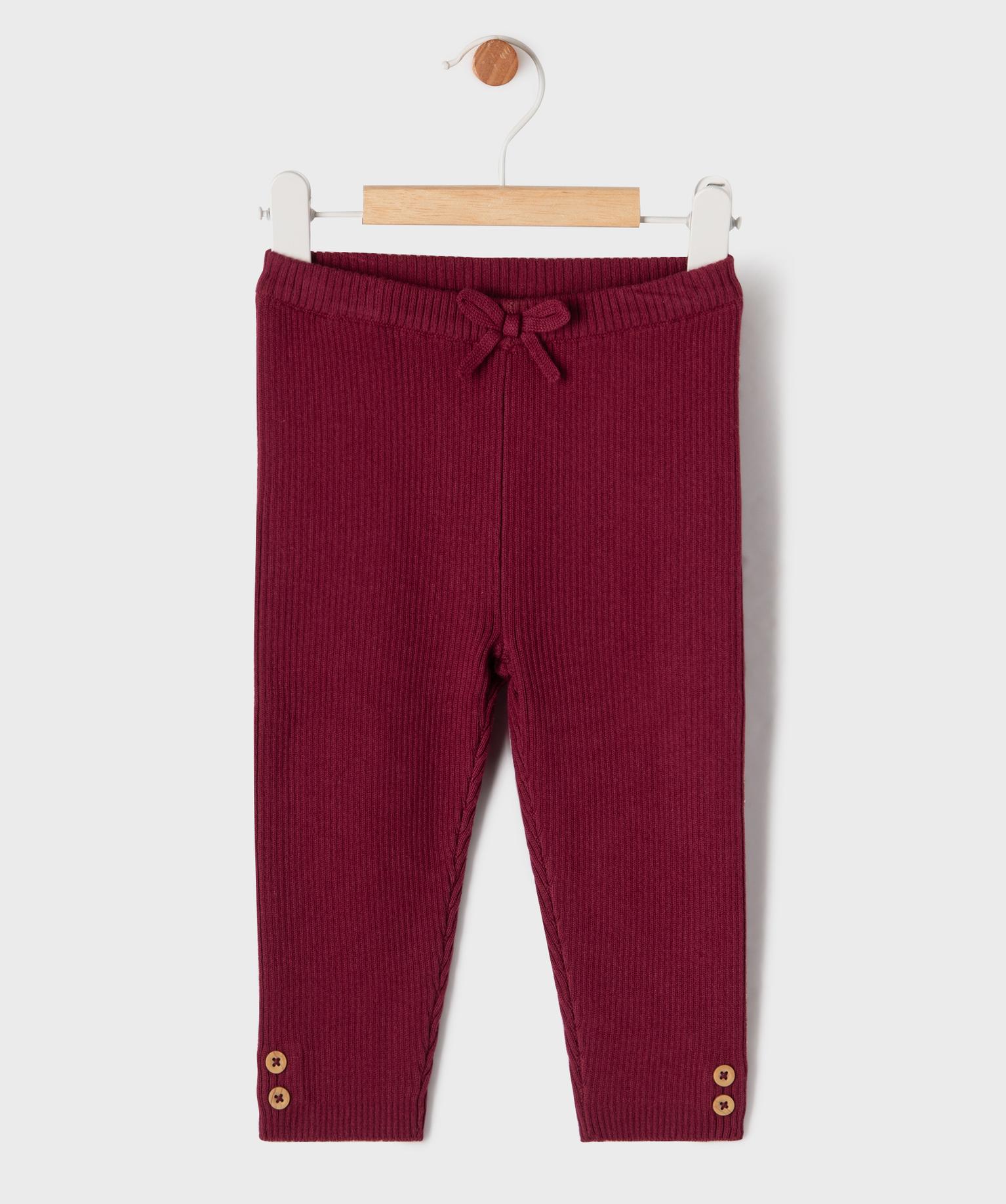 Legging en maille côtelée extensible à boutons décoratifs bébé fille - 12M - violet fonce - GEMO