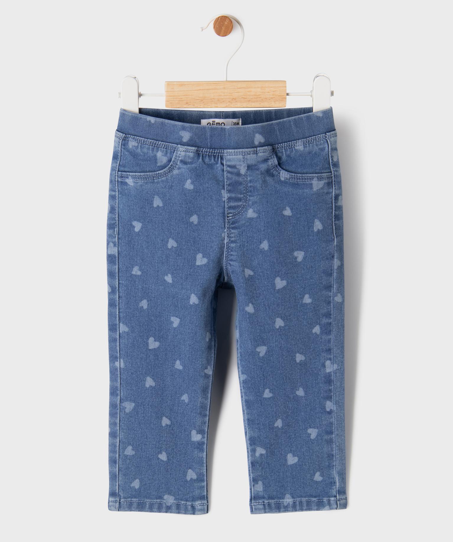 Jegging à motif cœurs délavé bébé fille - GEMO