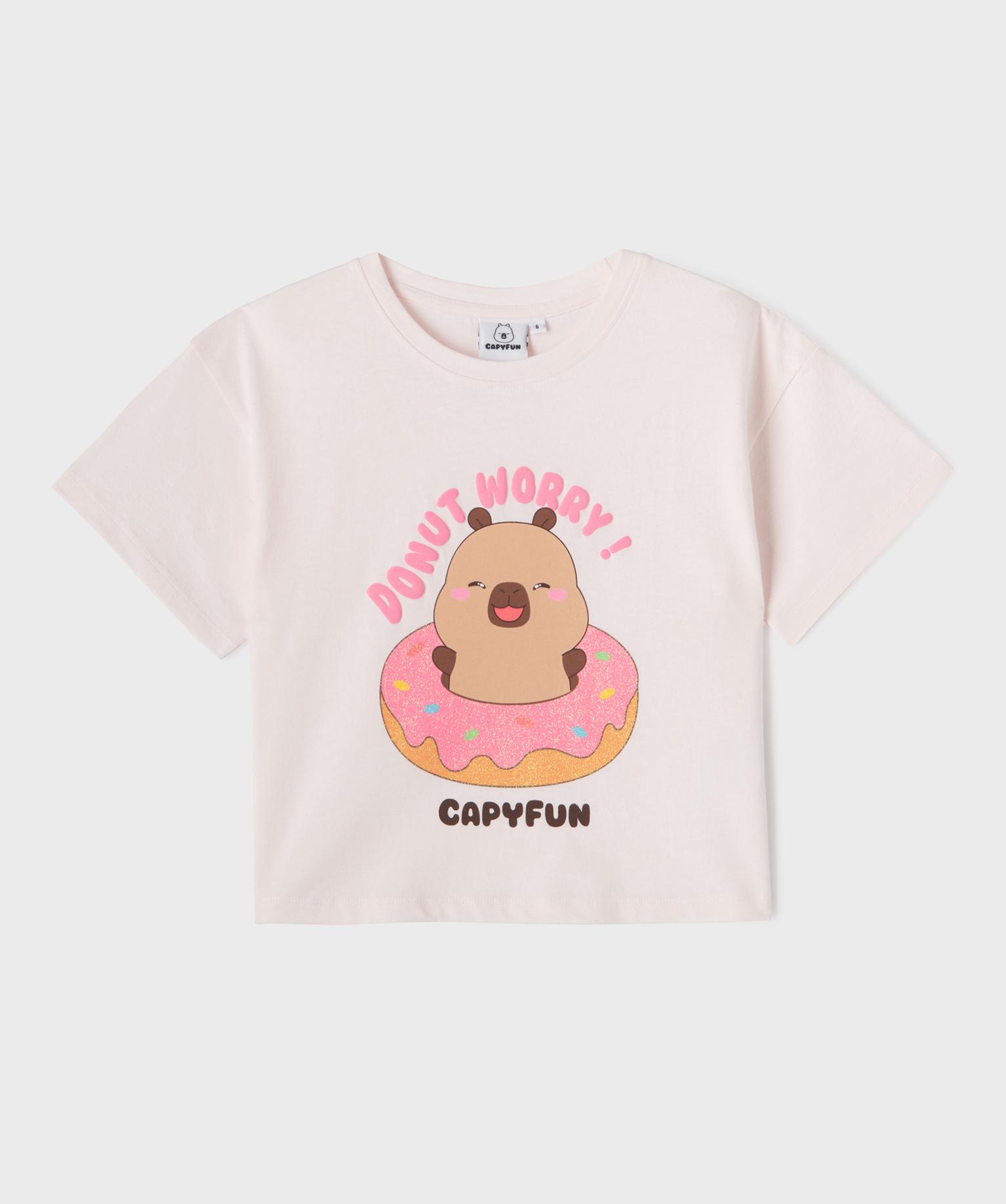 Tee-shirt manches courtes avec motif donut fille - Capyfun - 6A - rose pale - CAPYFUN